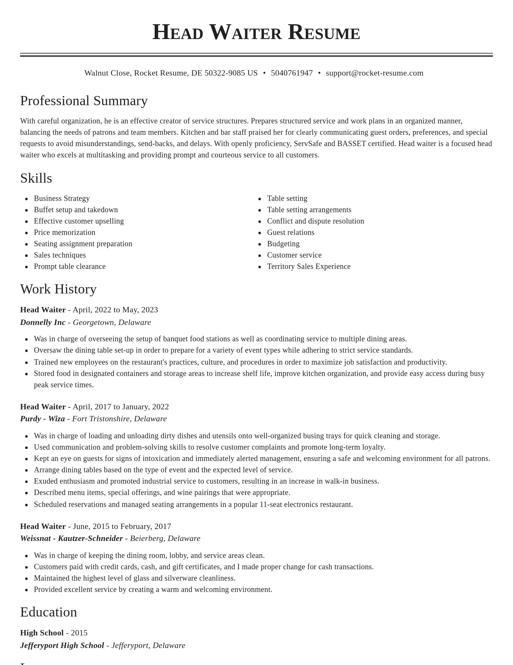 Classic resume template