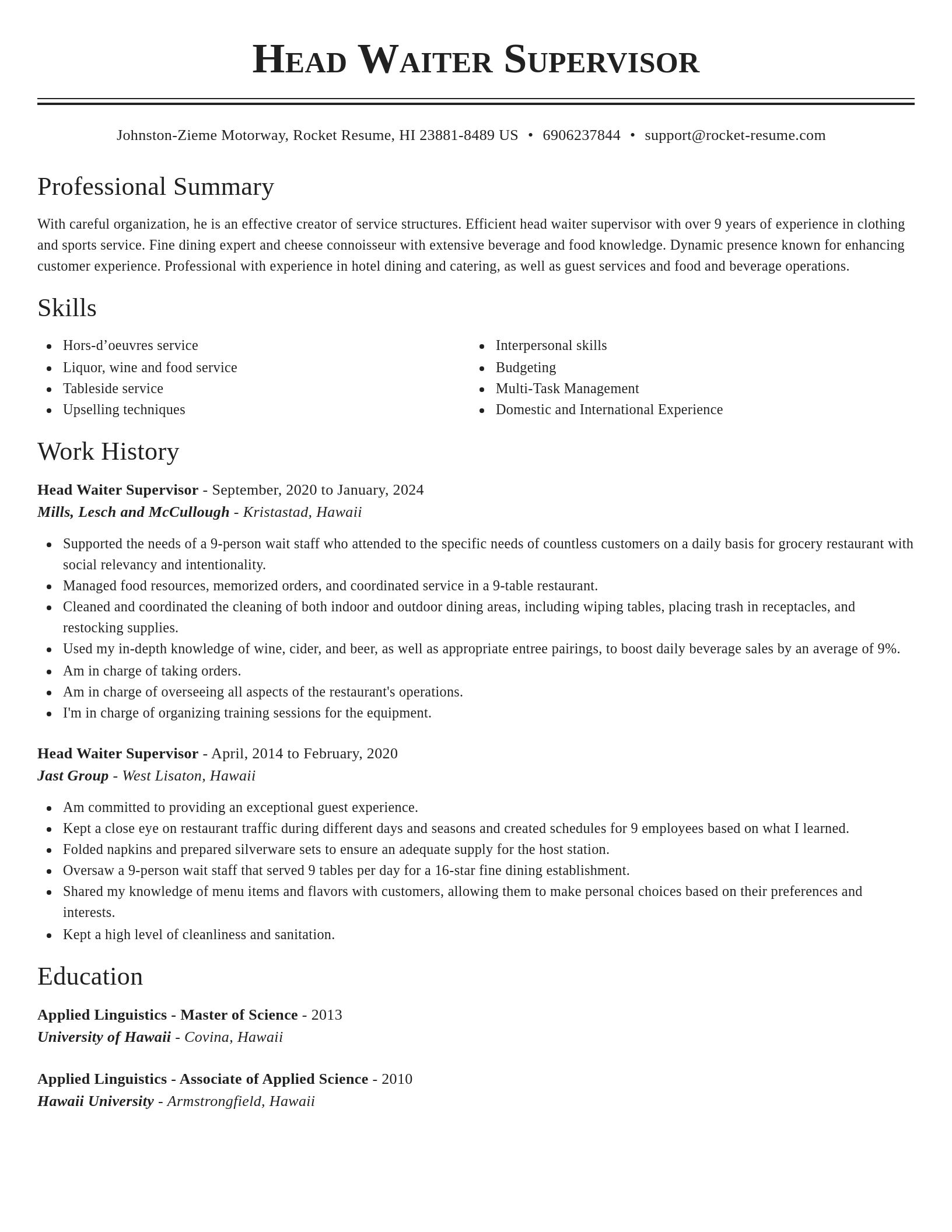 Classic resume template