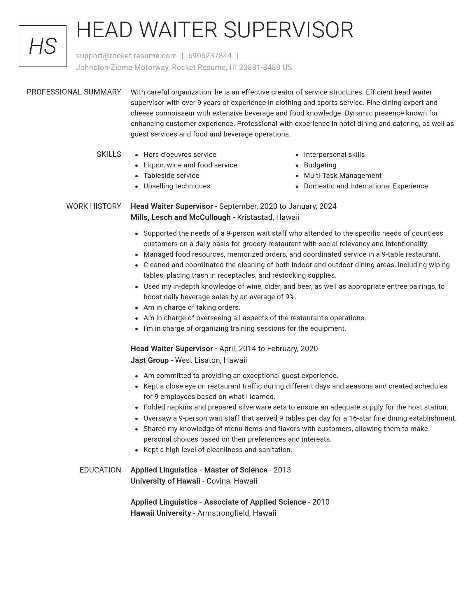 Renowned resume template