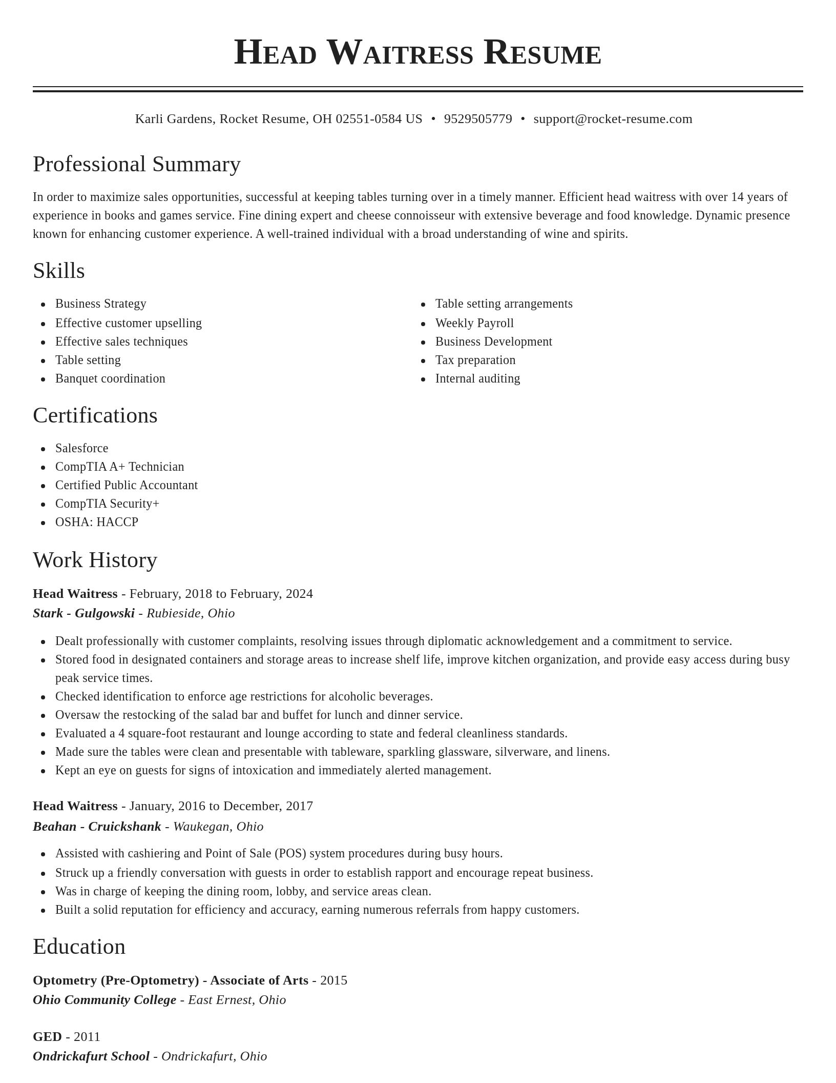 Classic resume template