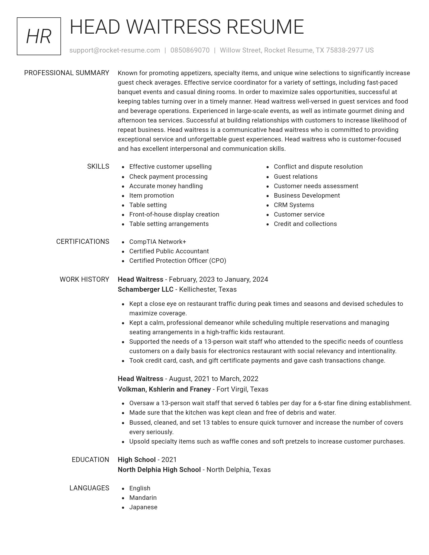 Renowned resume template
