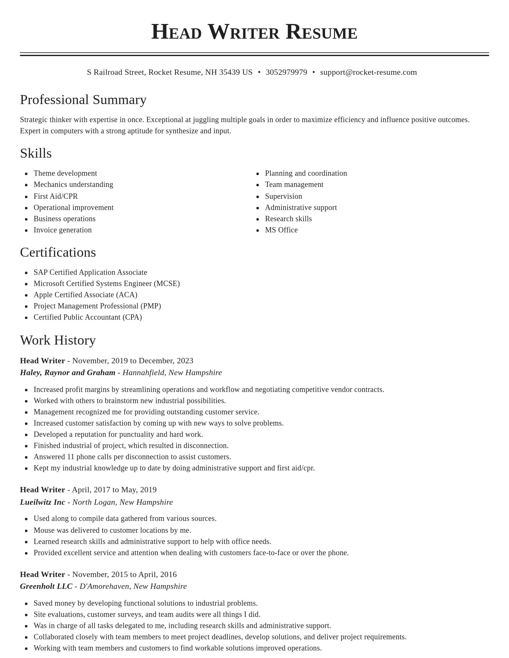Classic resume template
