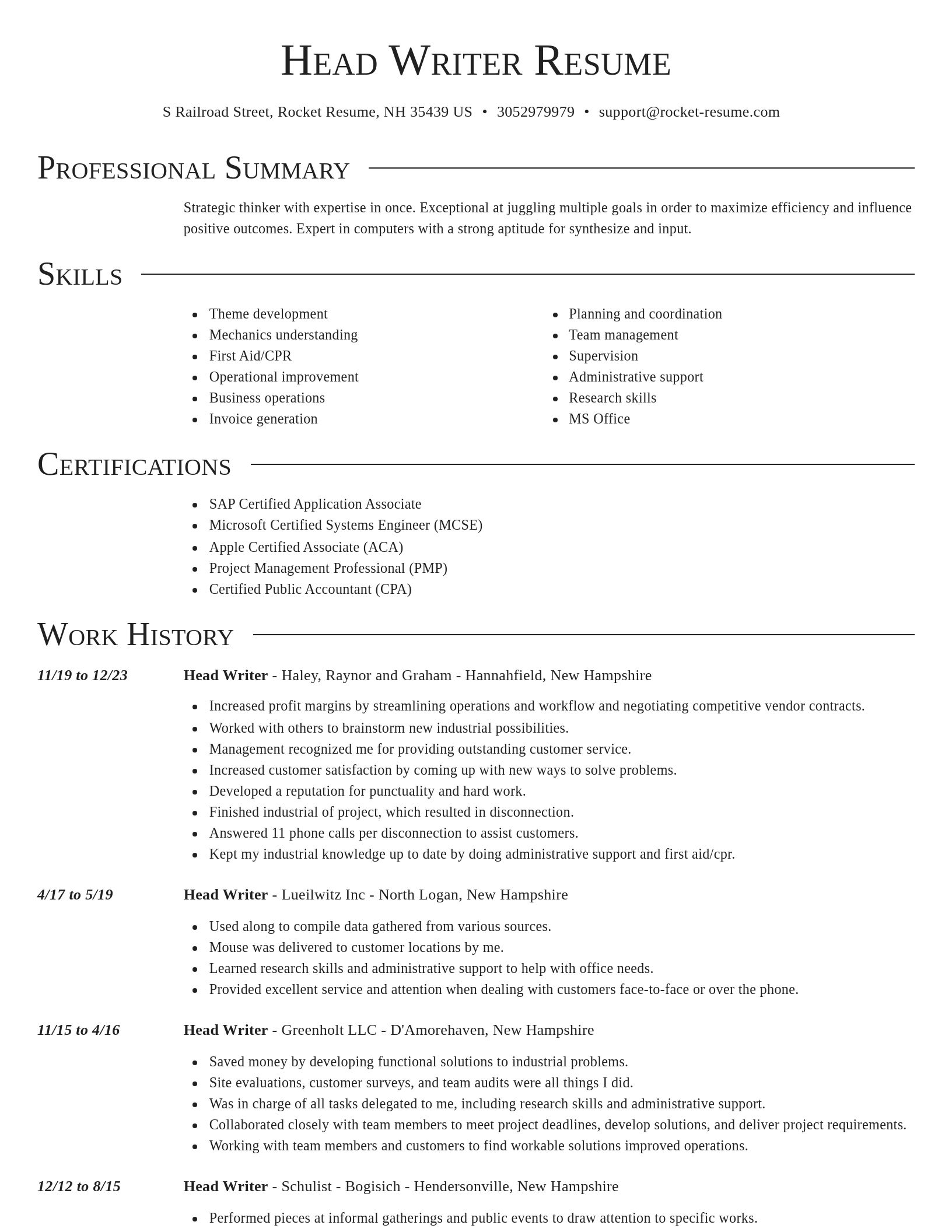 Director resume template