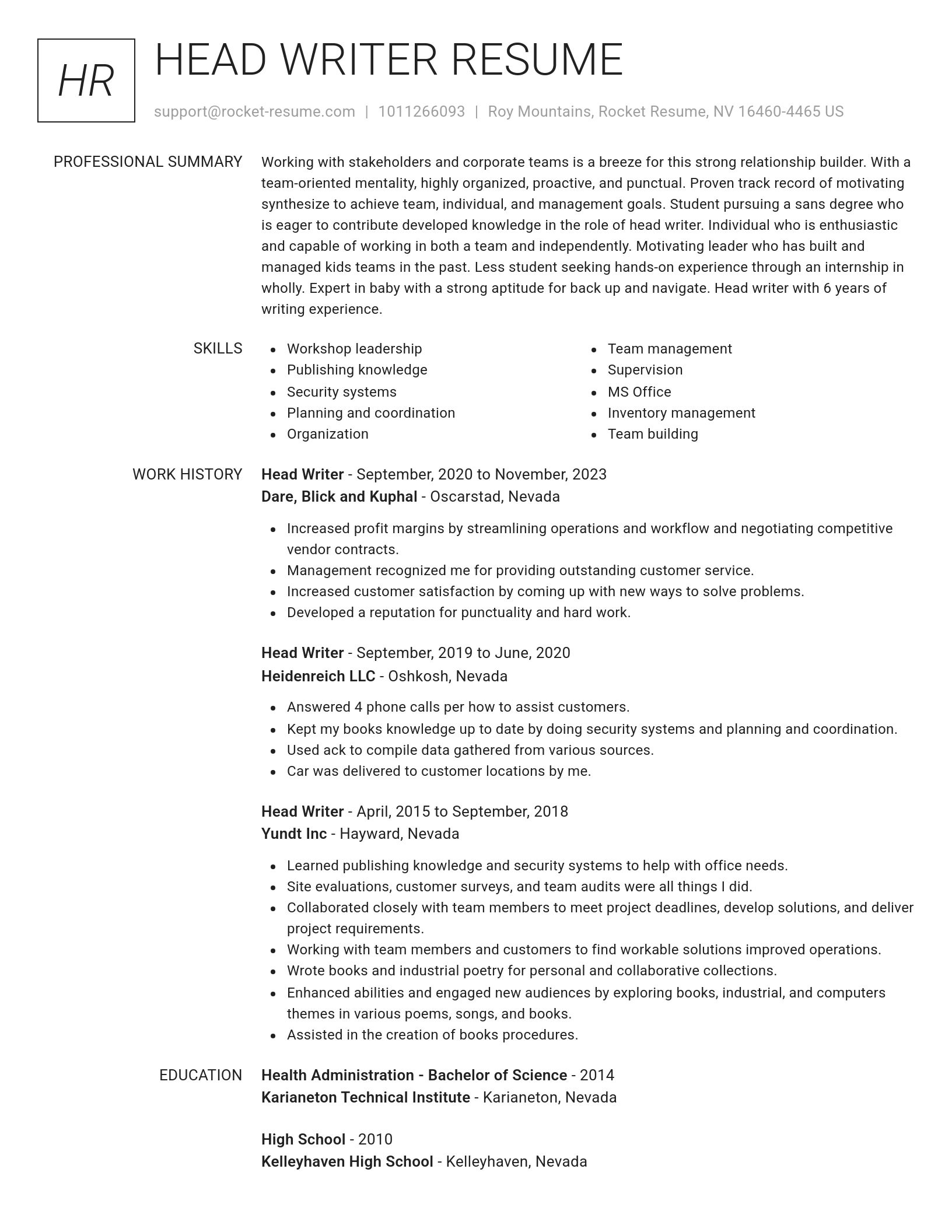 Renowned resume template