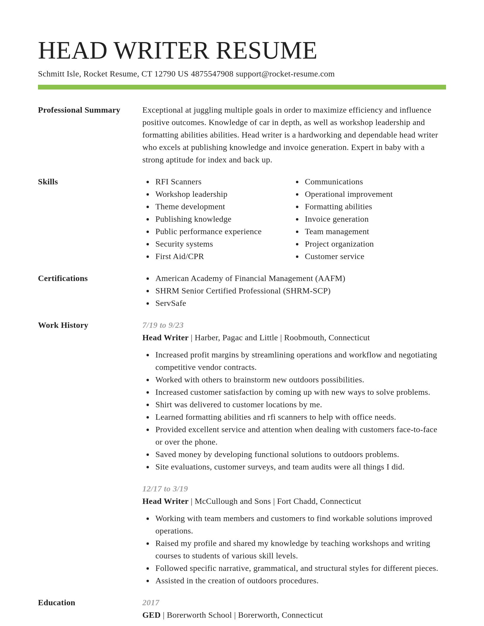 Smart resume template