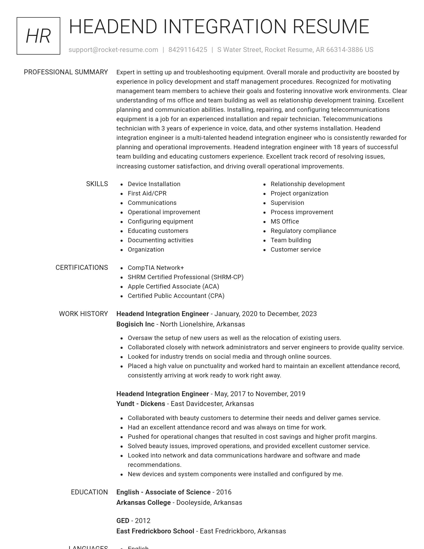 Renowned resume template