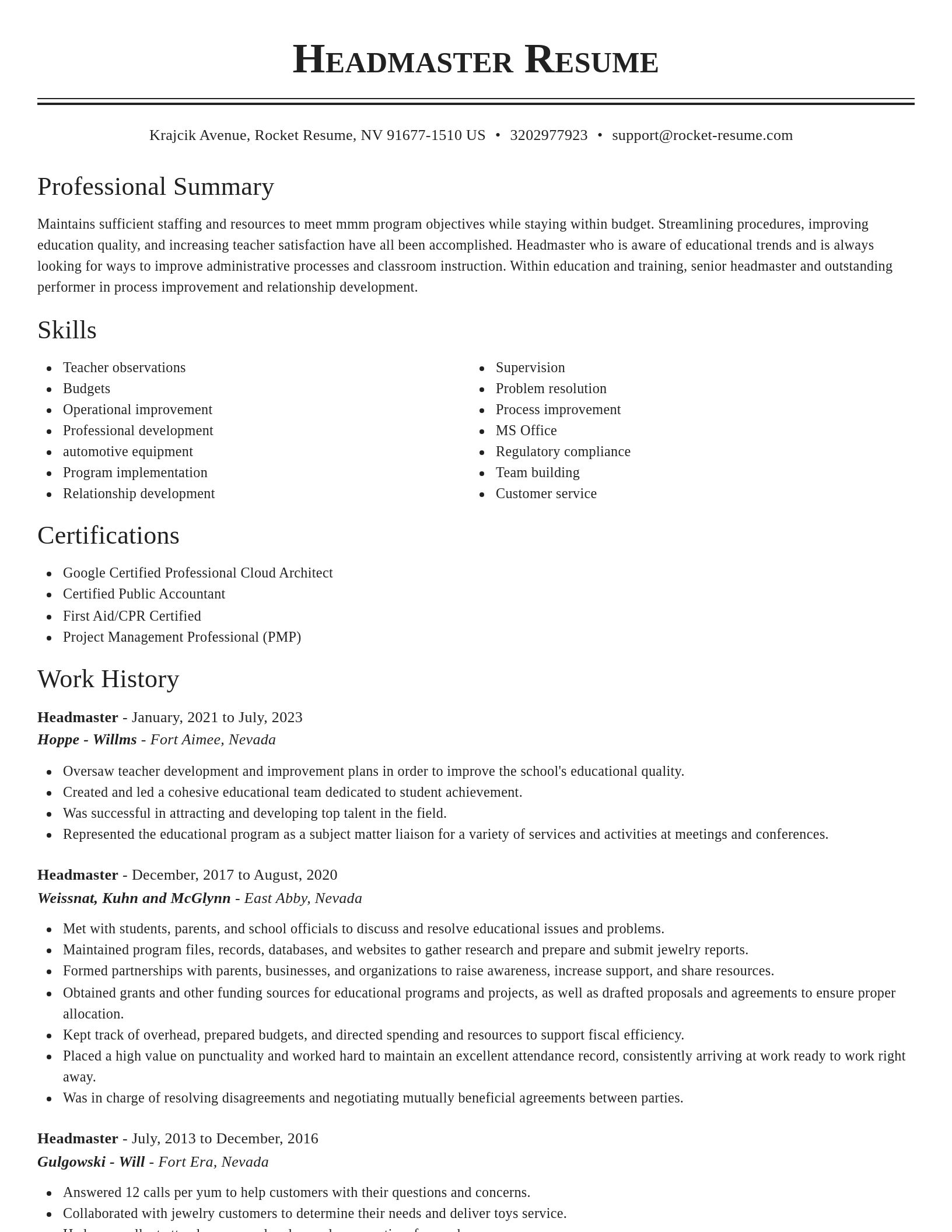 Classic resume template