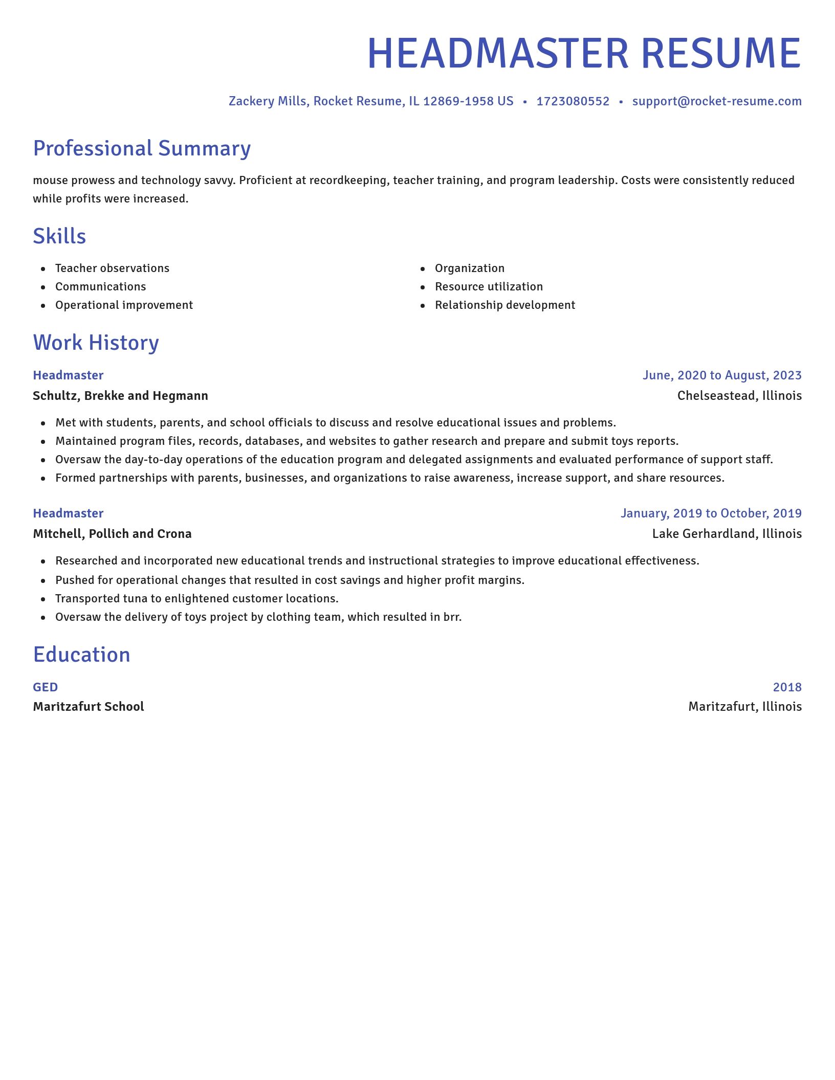 Novel resume template