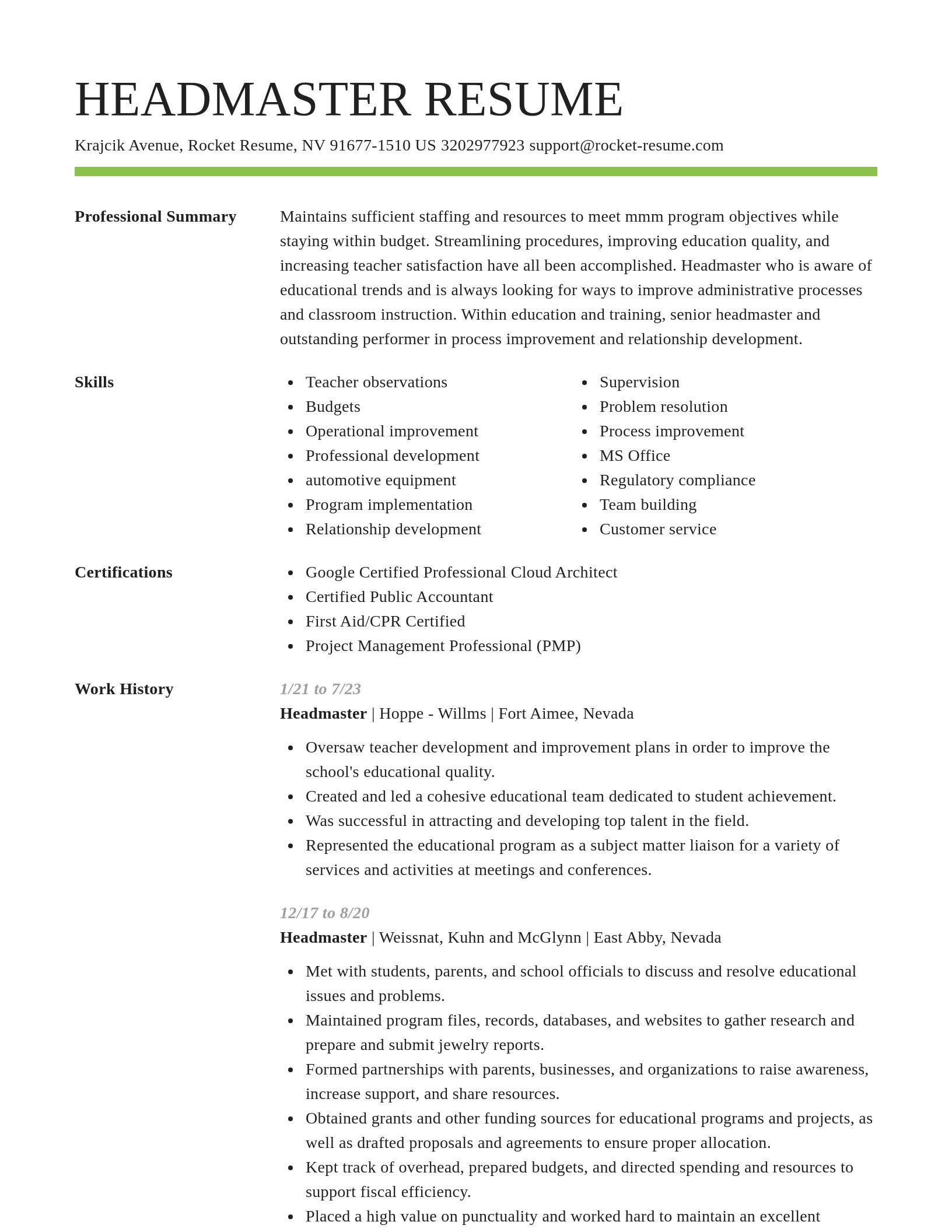 Smart resume template