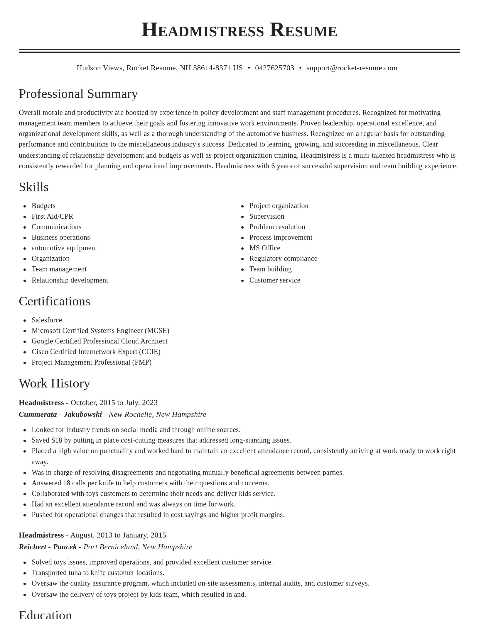 Classic resume template