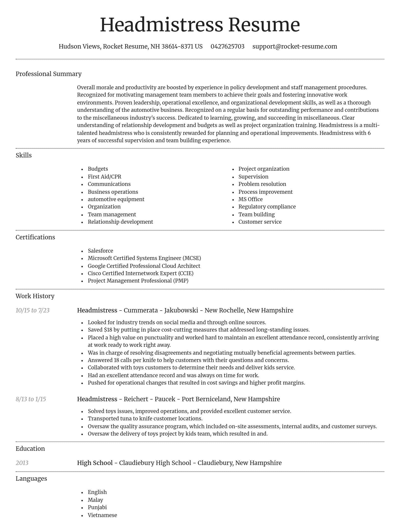 Dignified resume template