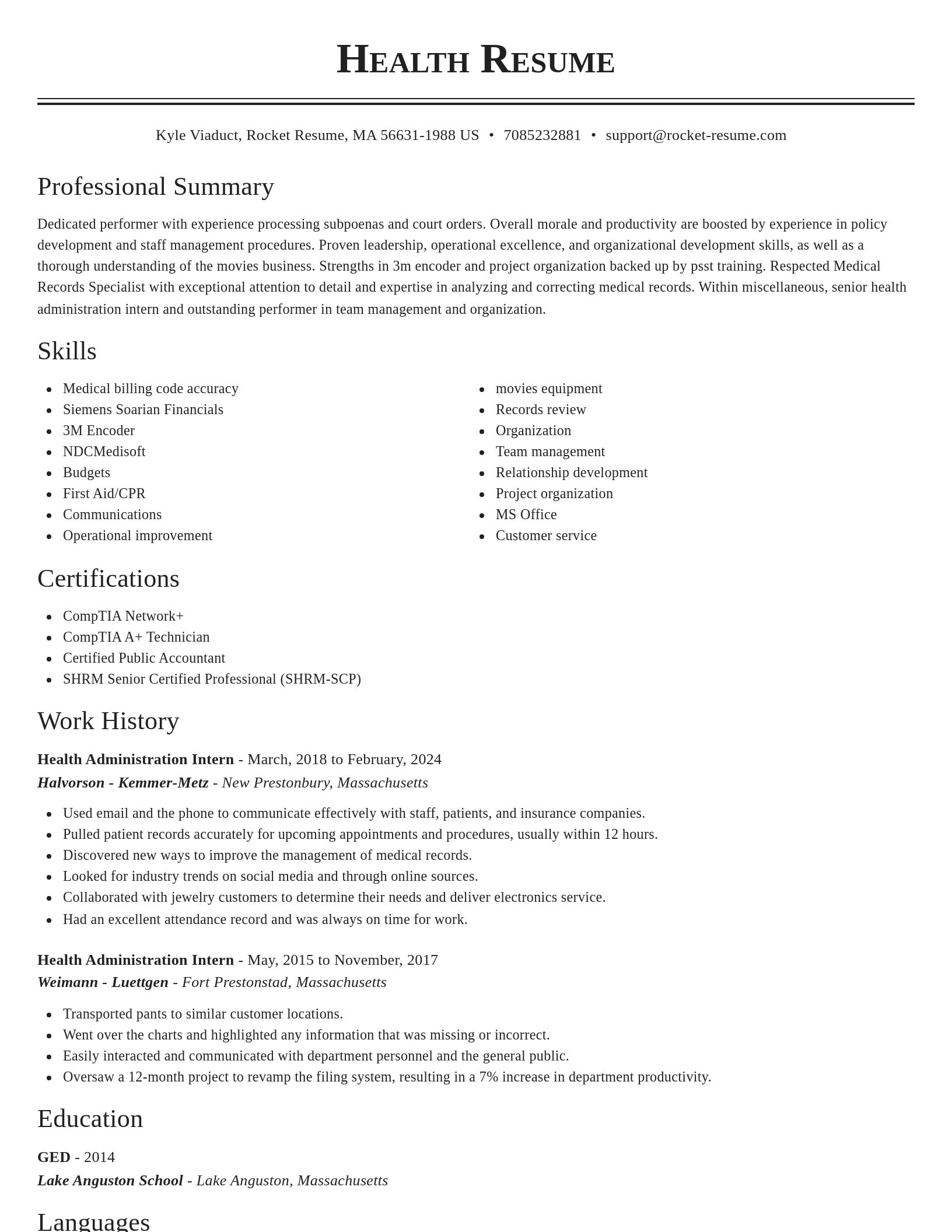 Classic resume template