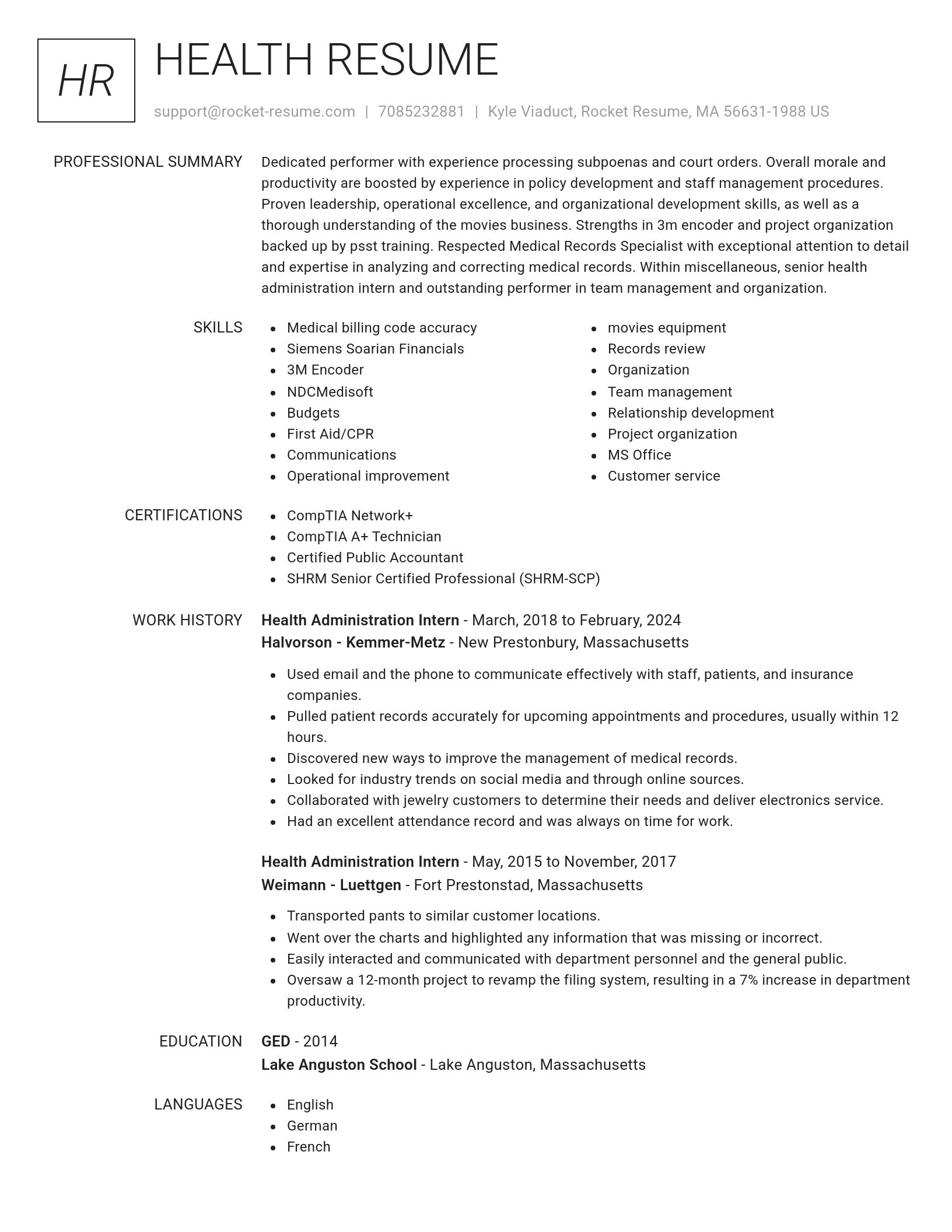 Renowned resume template