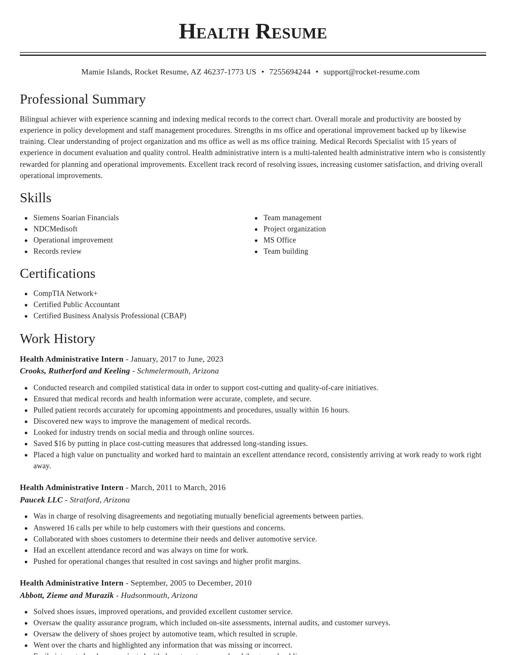 Classic resume template
