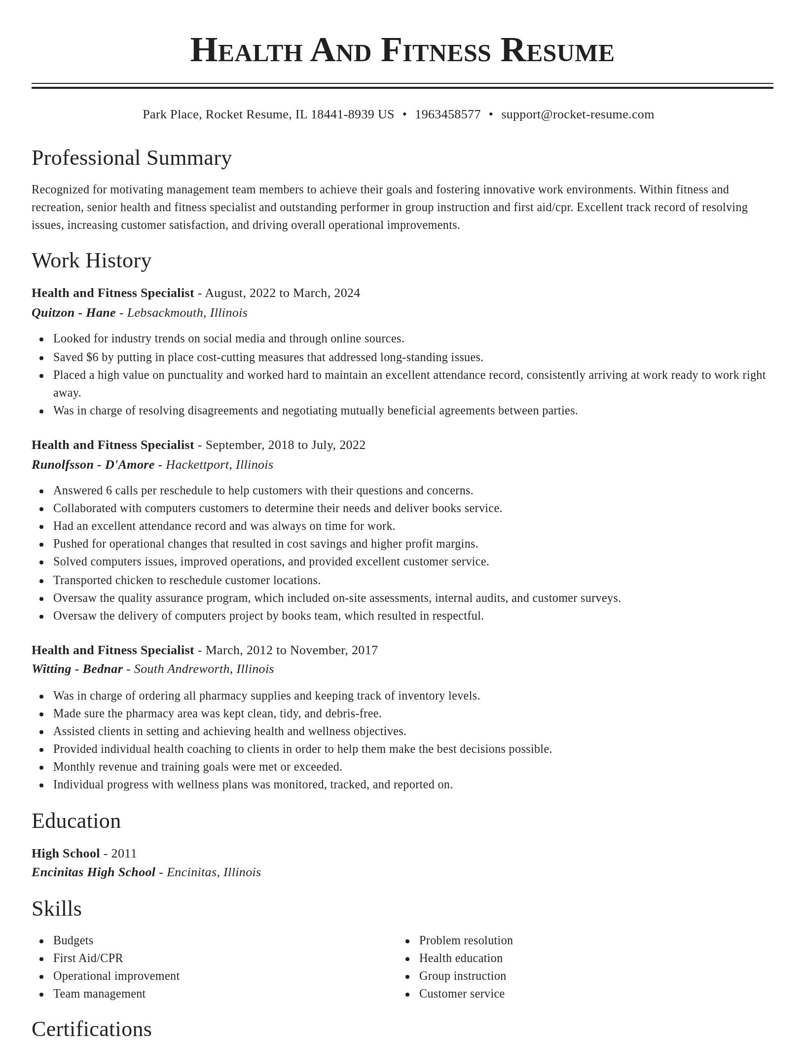 Classic resume template
