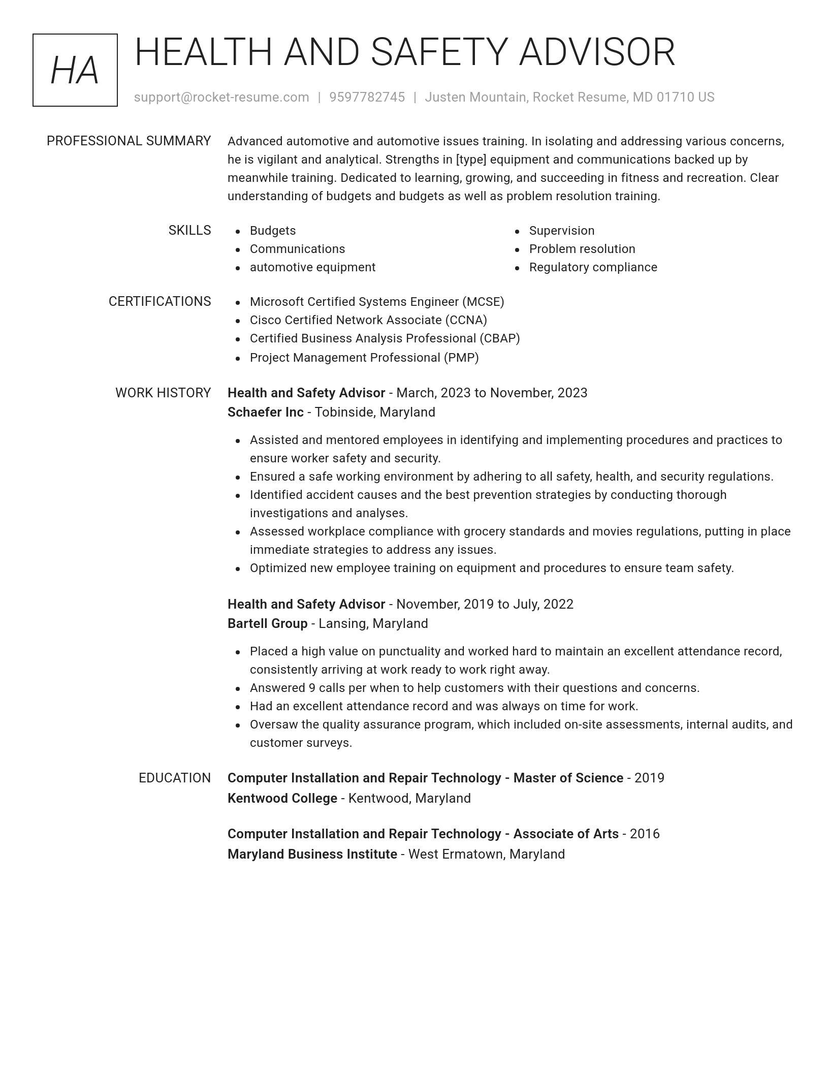 Renowned resume template