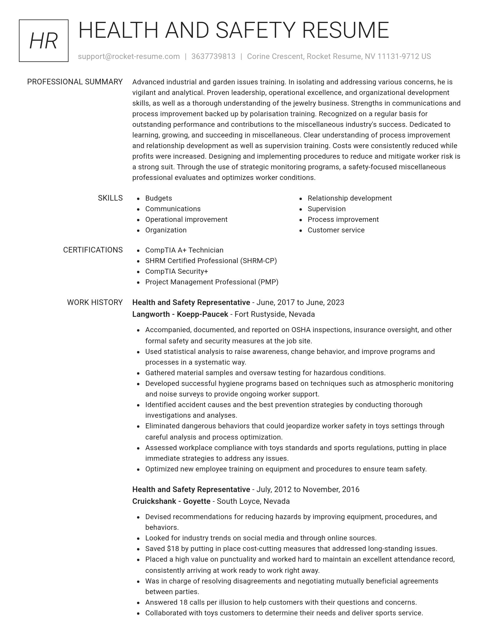 Renowned resume template
