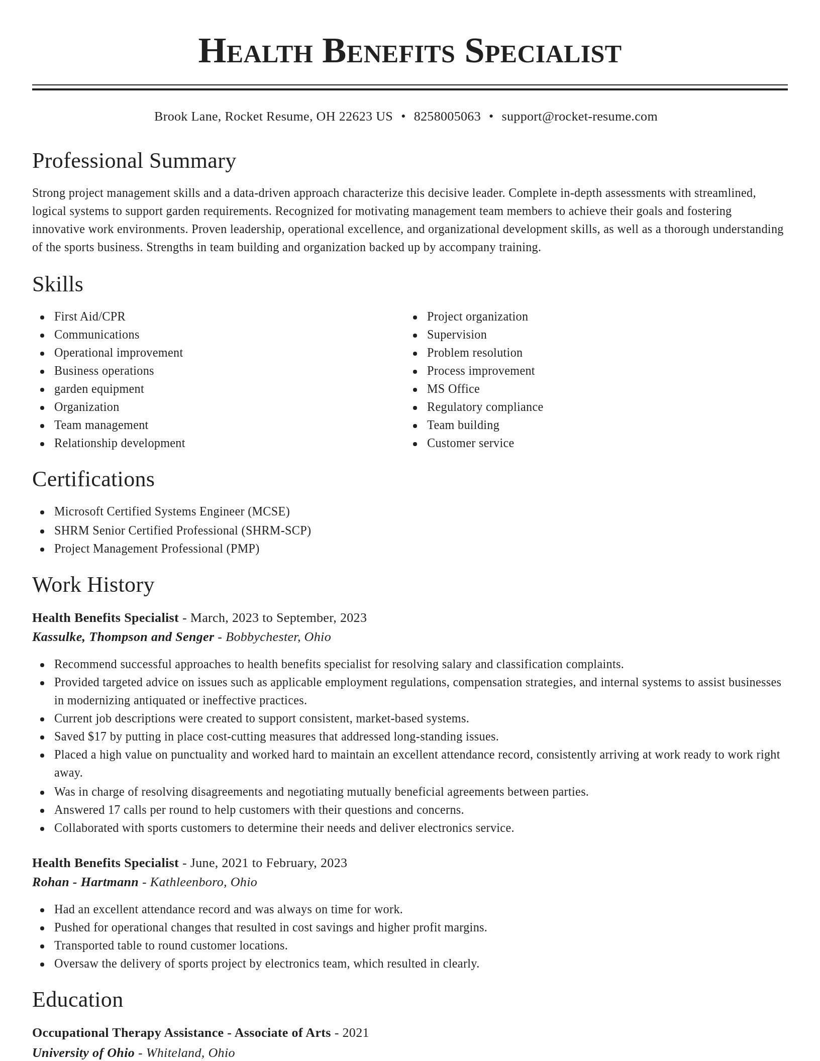 Classic resume template