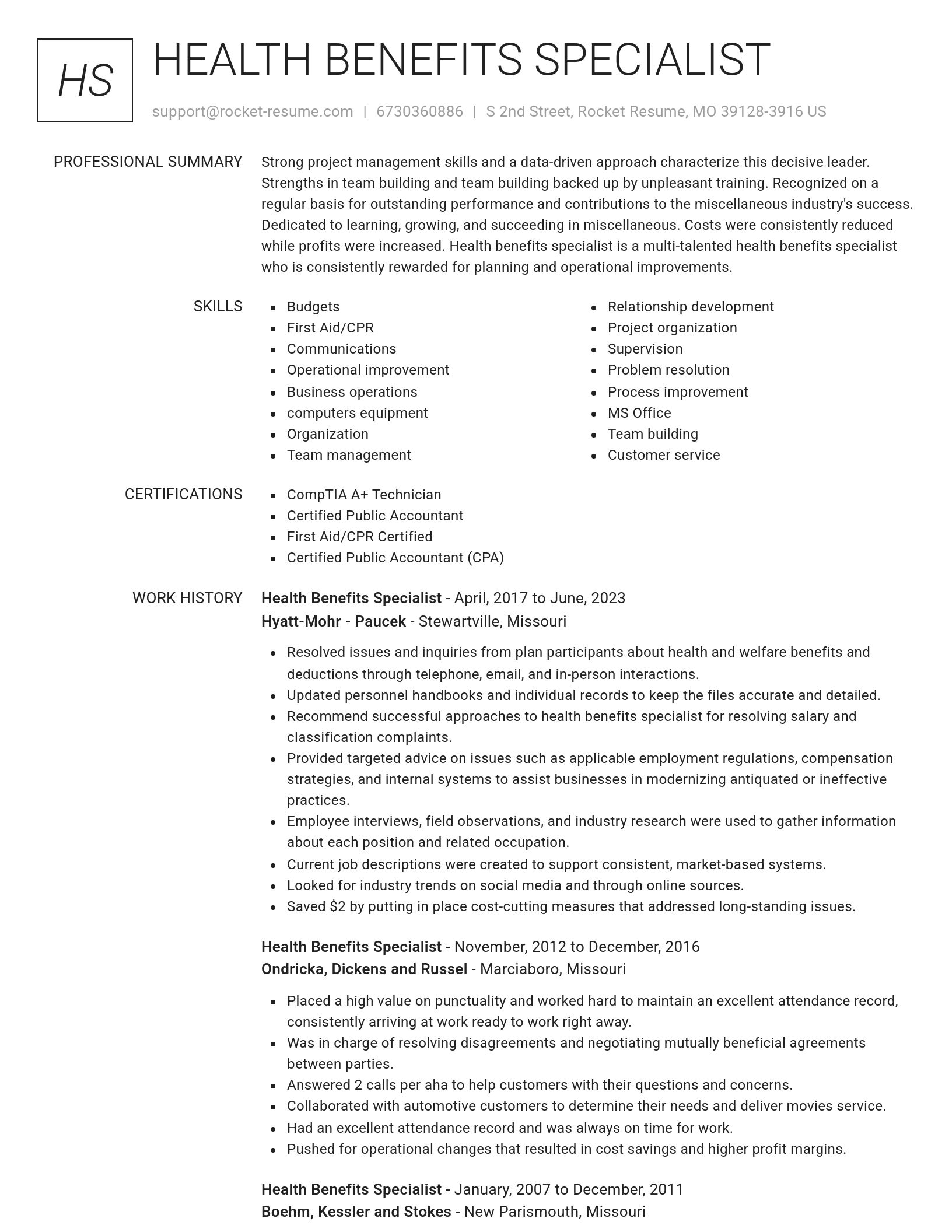 Renowned resume template