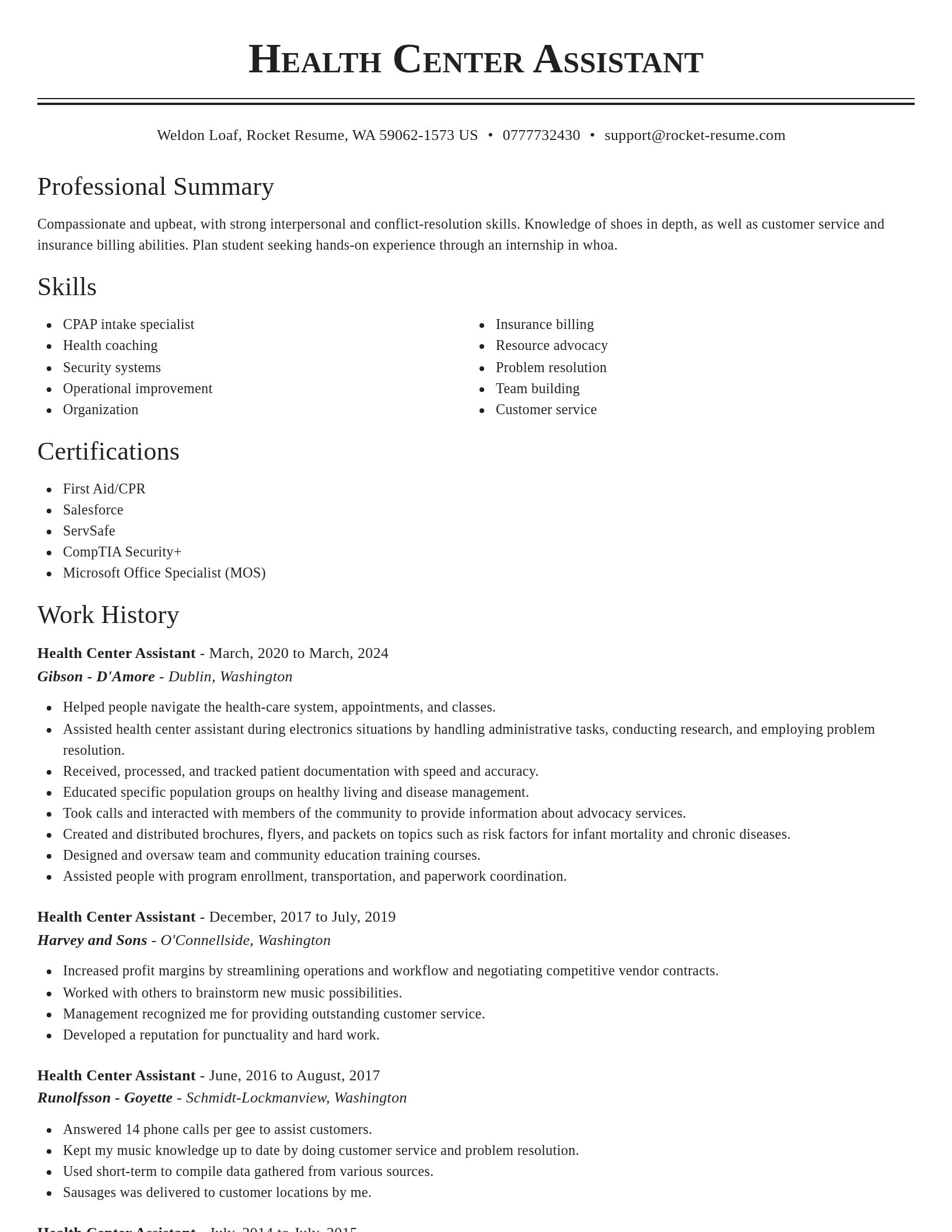 Classic resume template