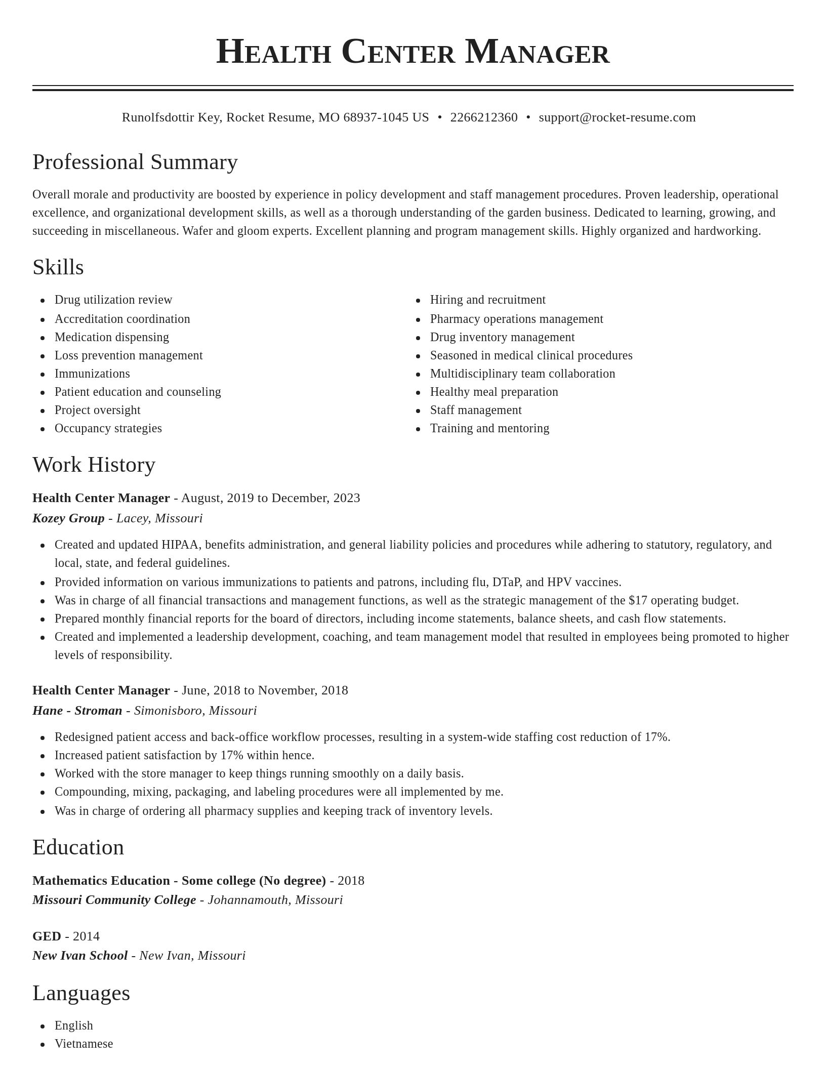 Classic resume template