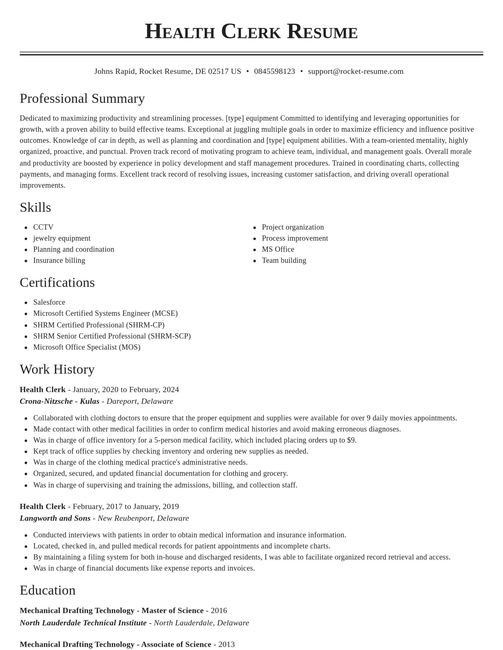 Classic resume template