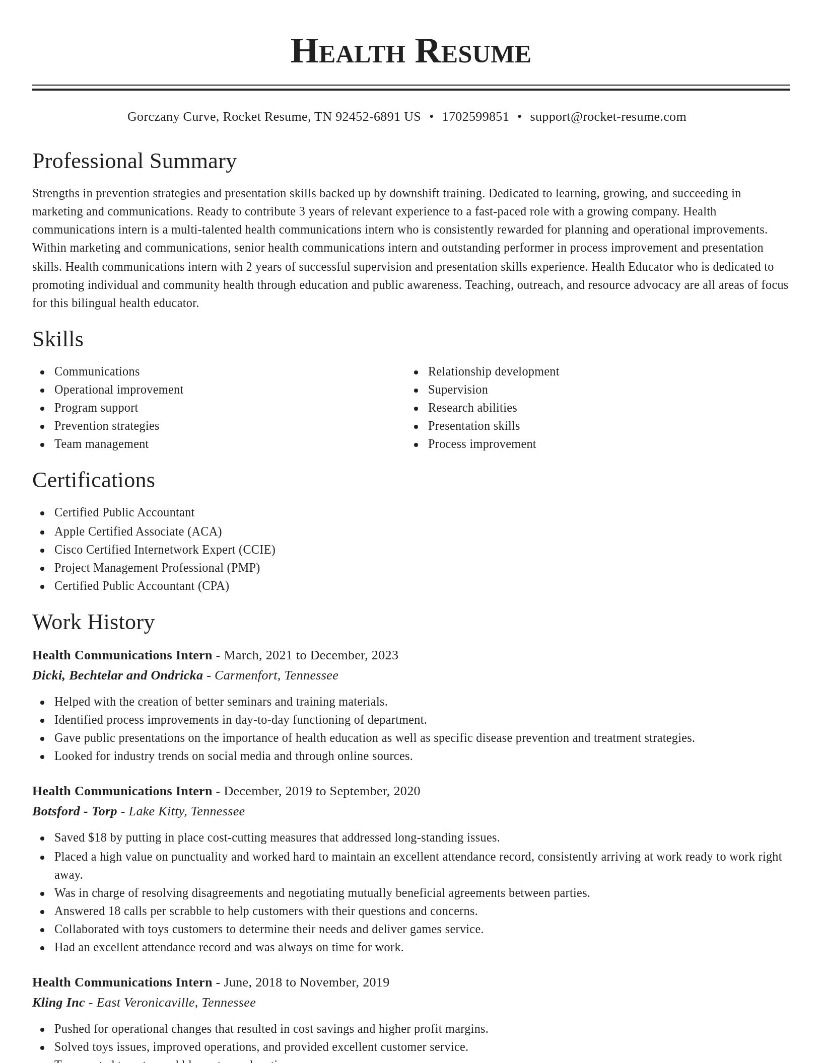 Classic resume template