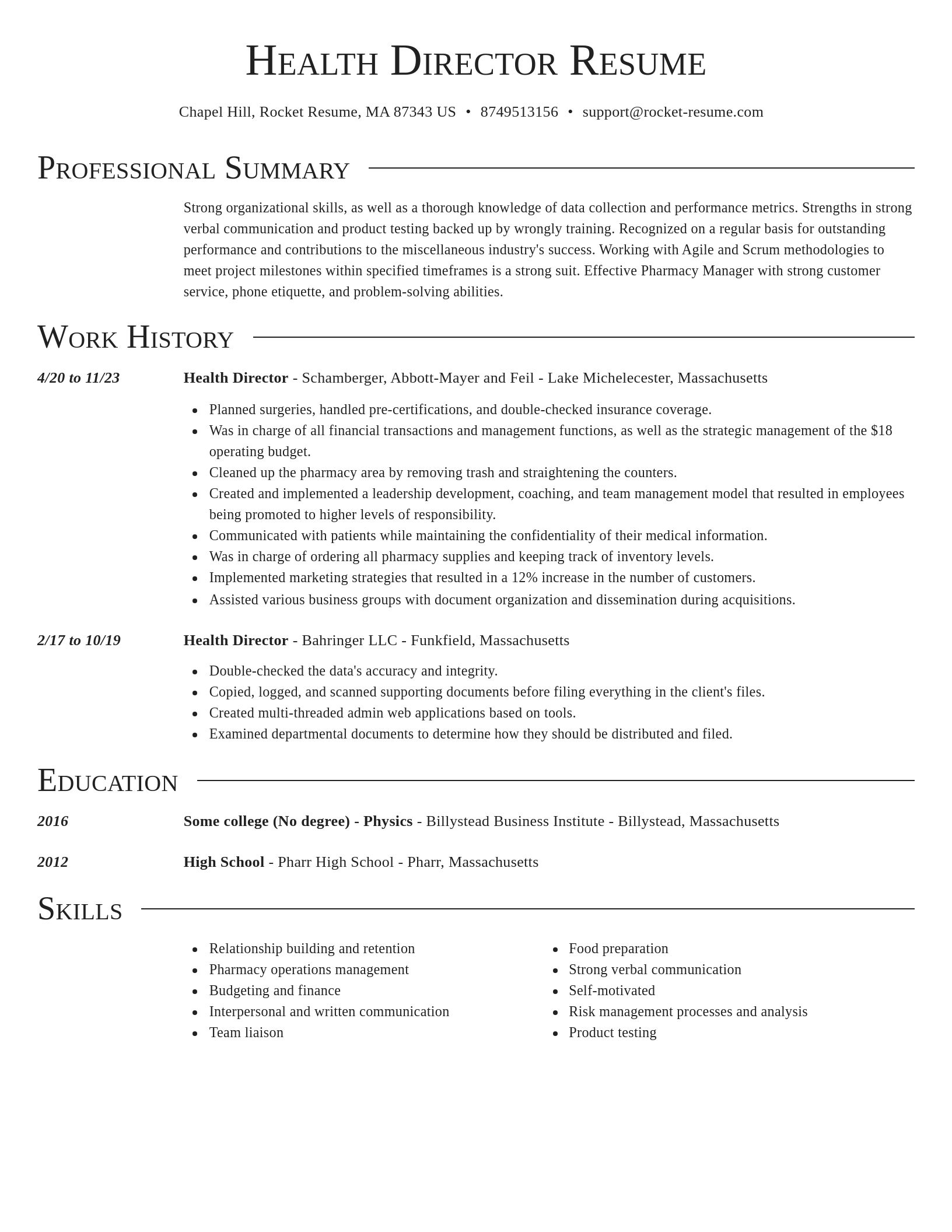 Director resume template