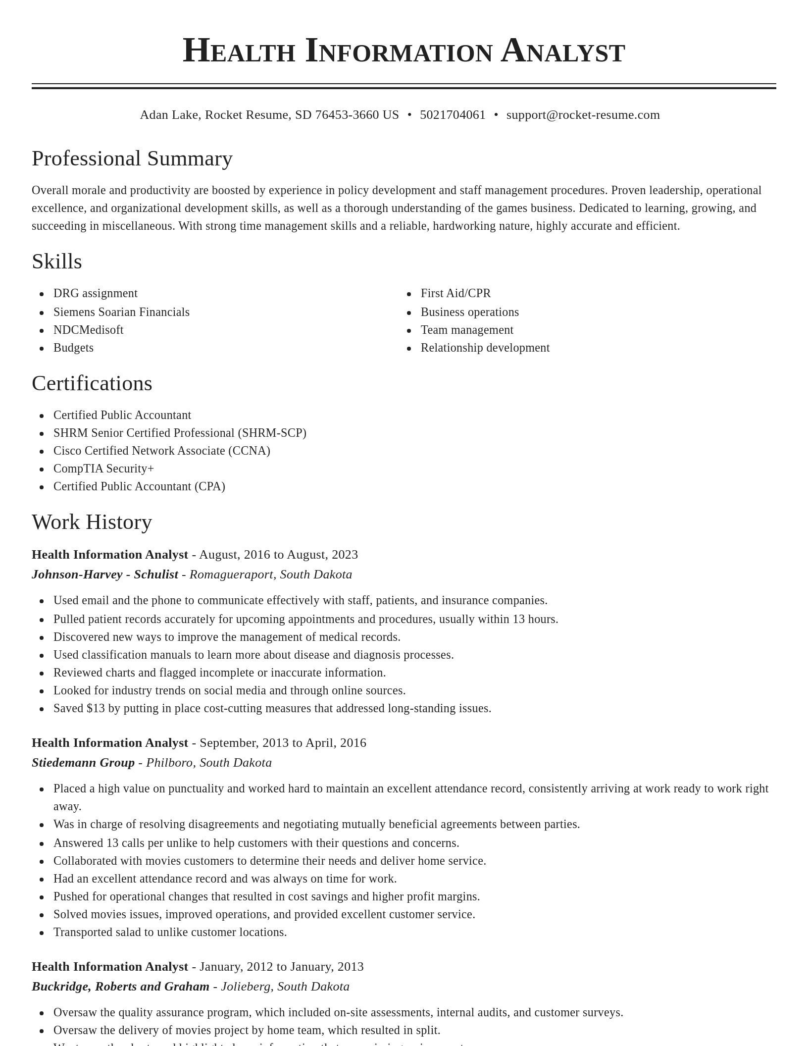 Classic resume template