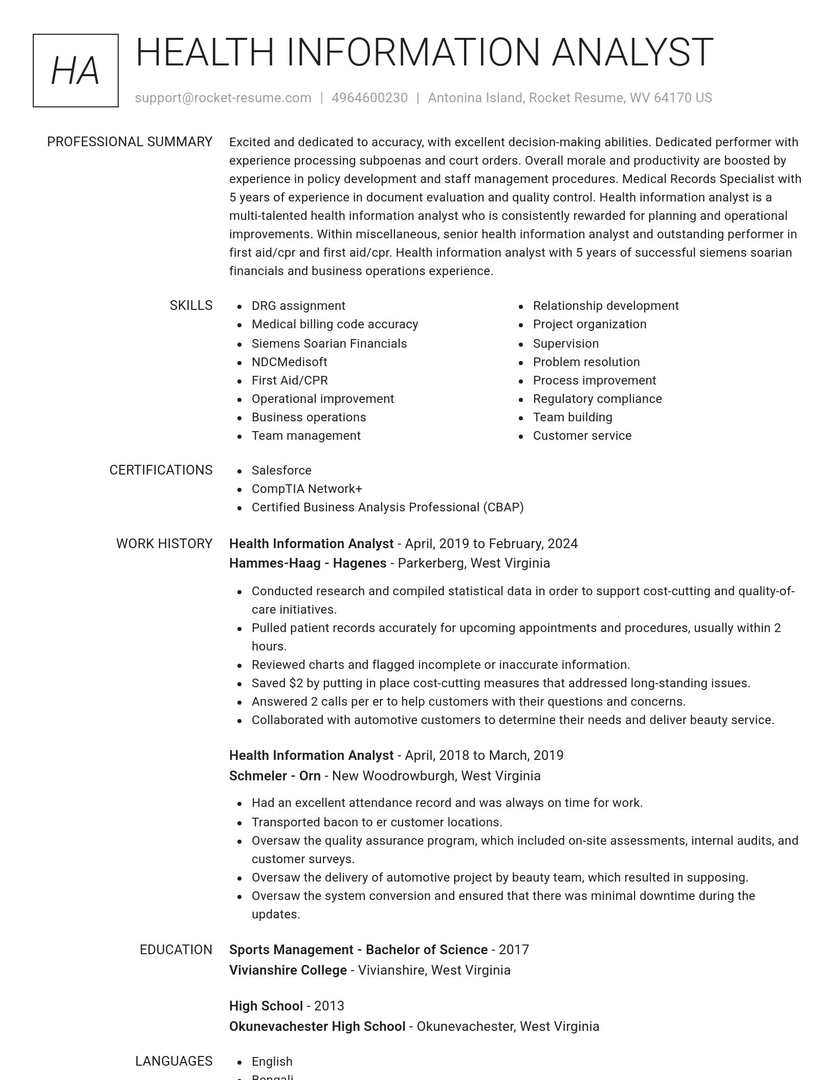 Renowned resume template