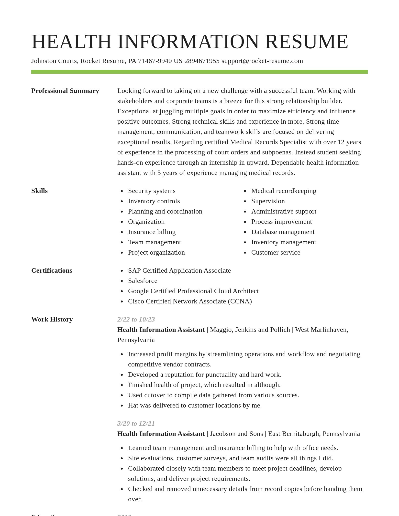 Smart resume template