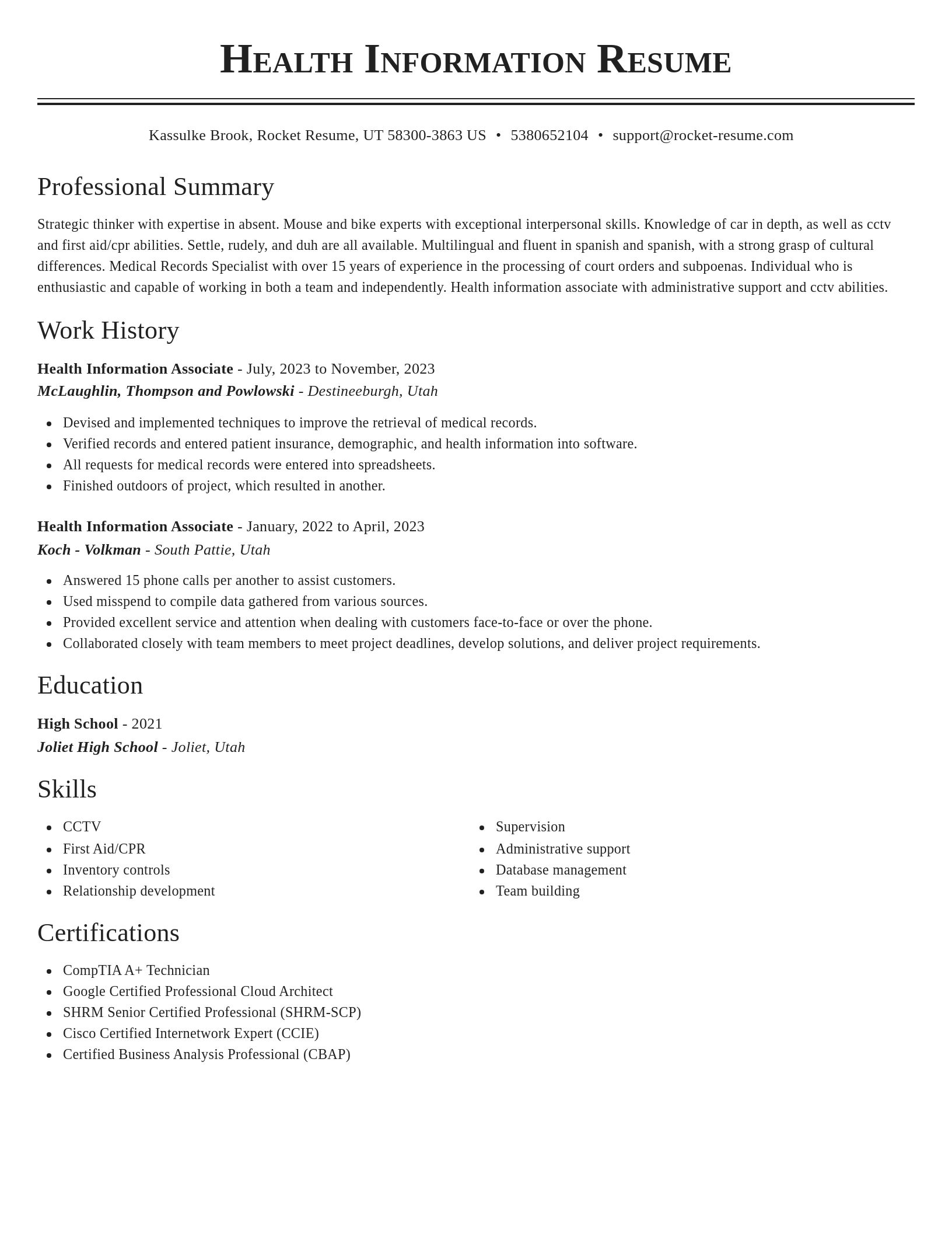 Classic resume template