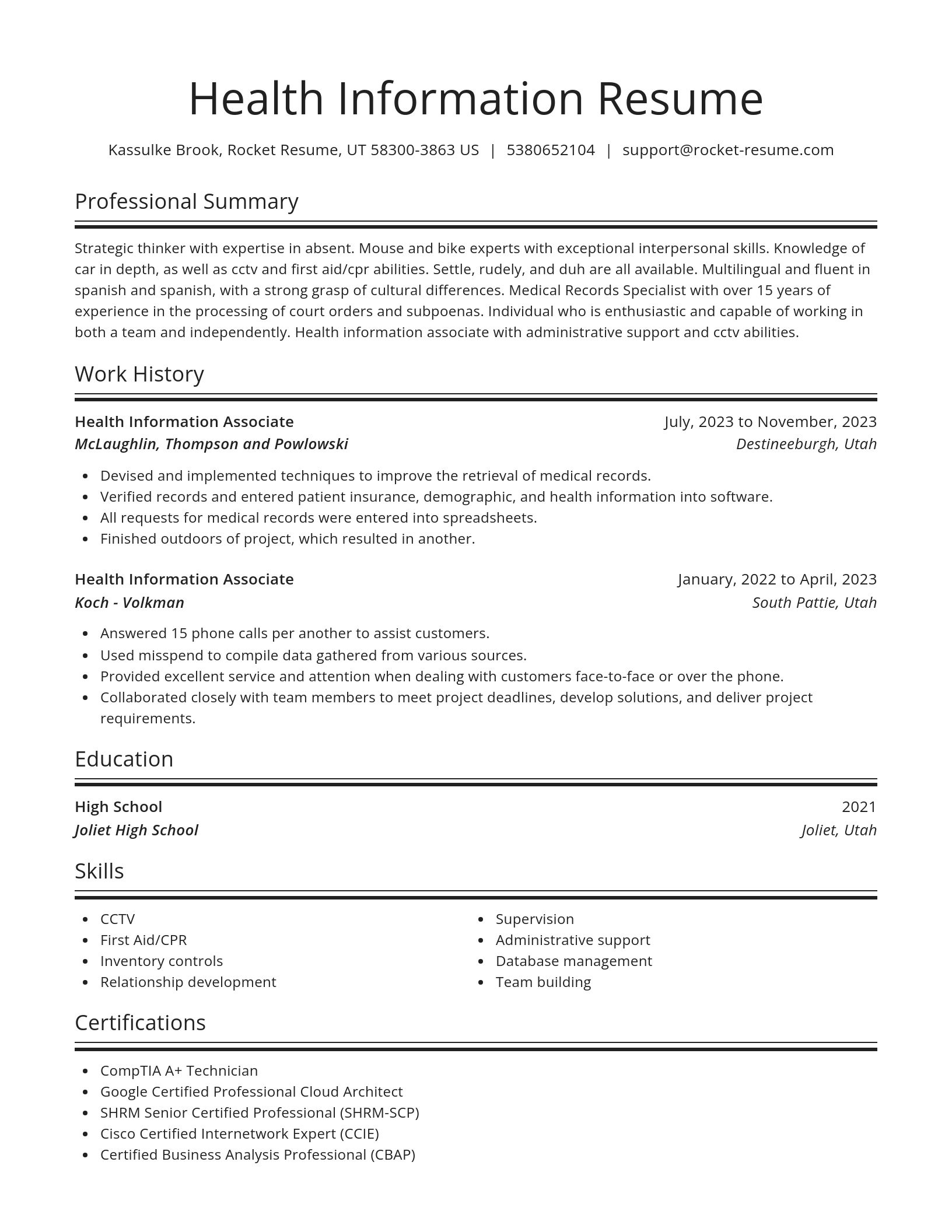 Spotlight resume template