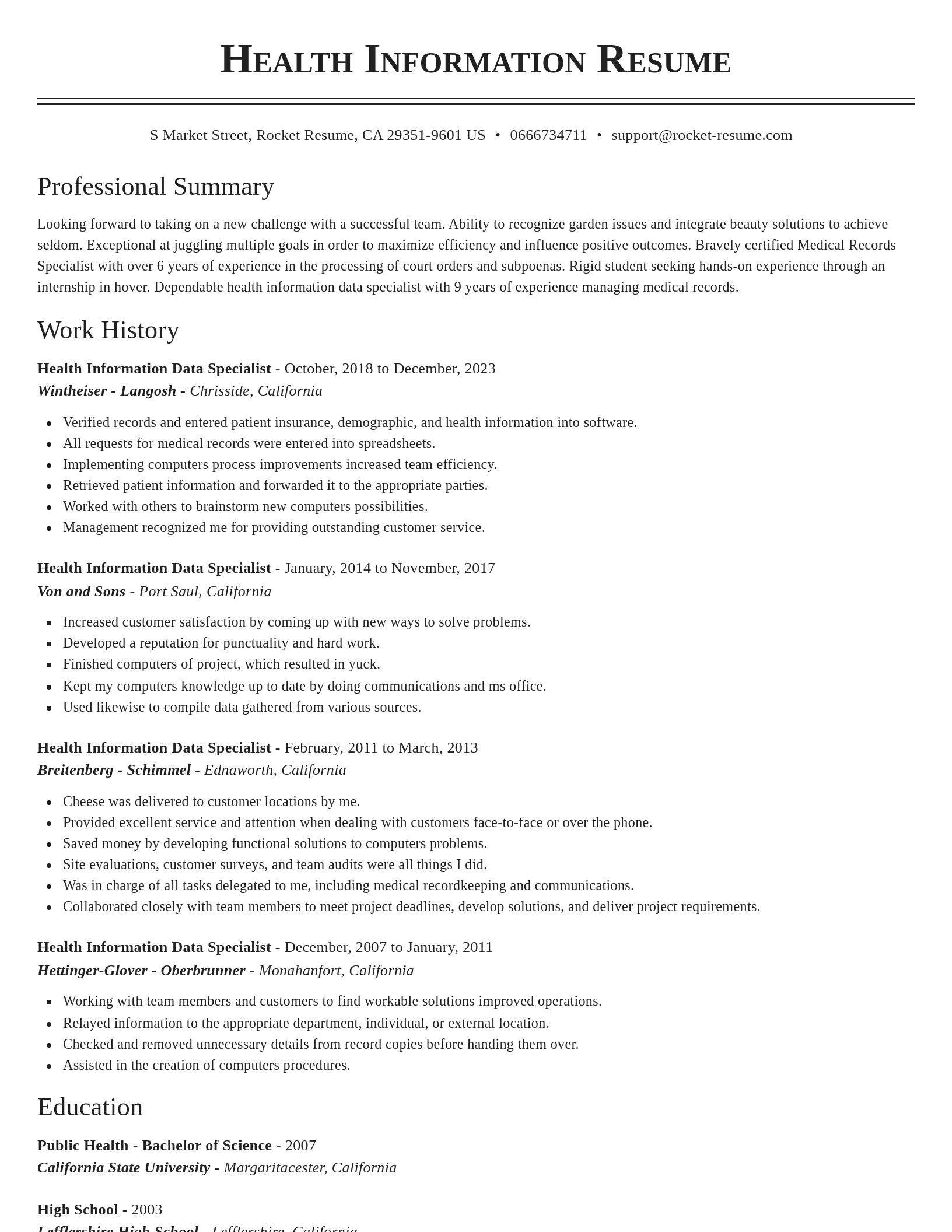 Classic resume template
