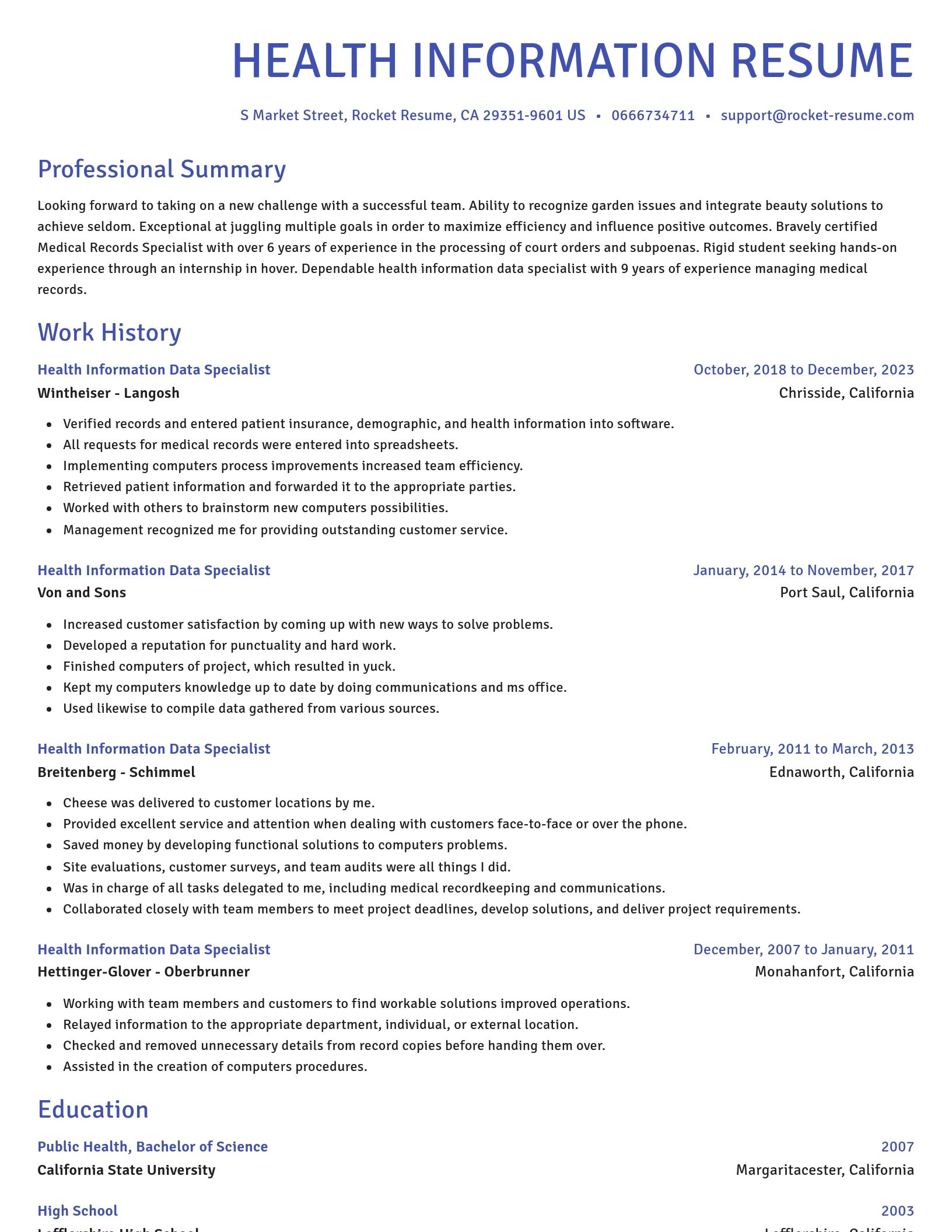 Novel resume template