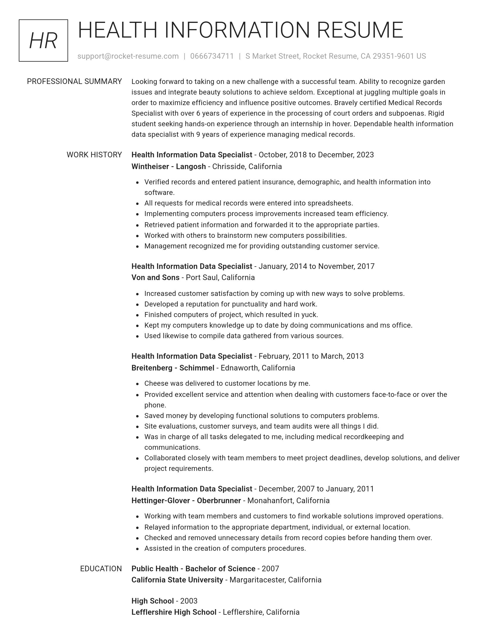 Renowned resume template