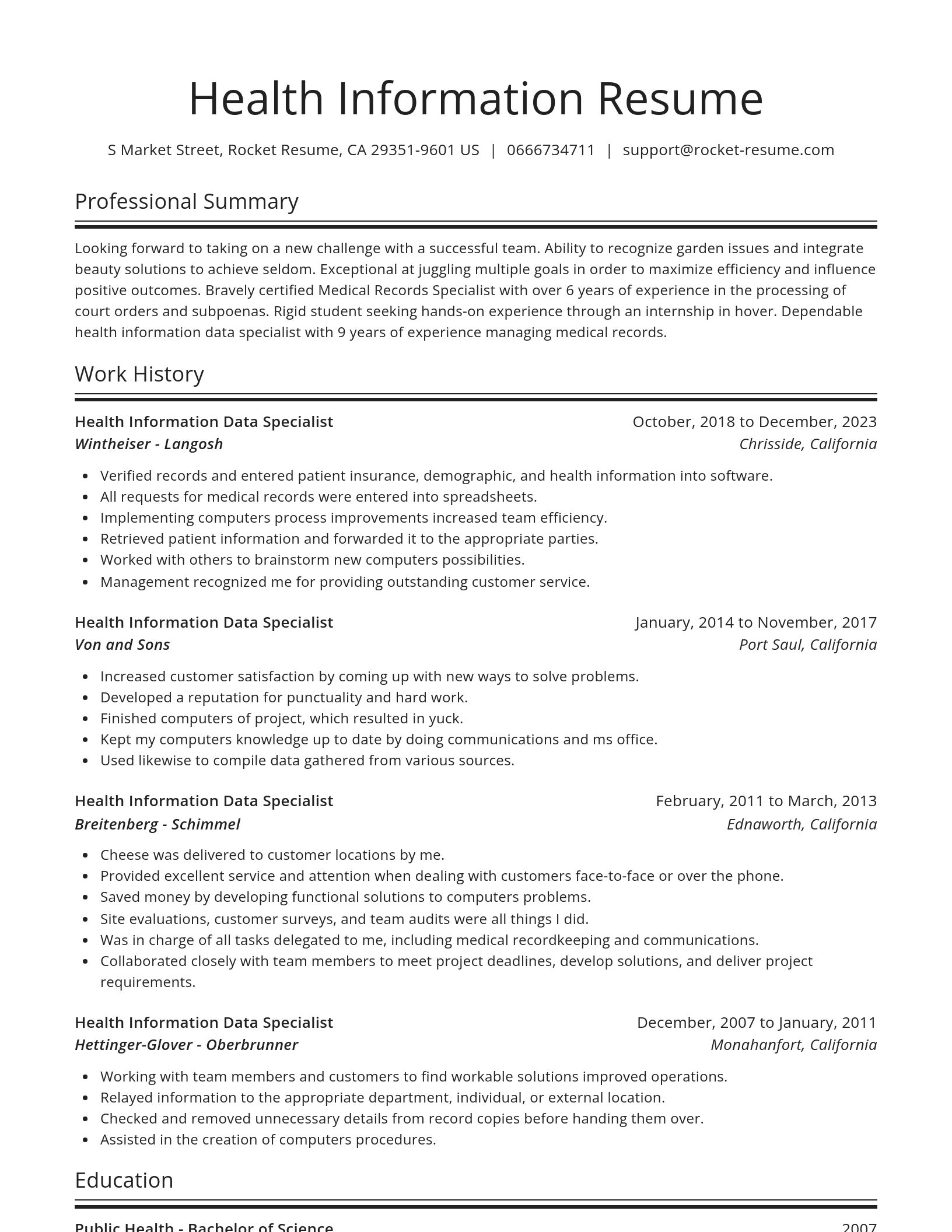 Spotlight resume template