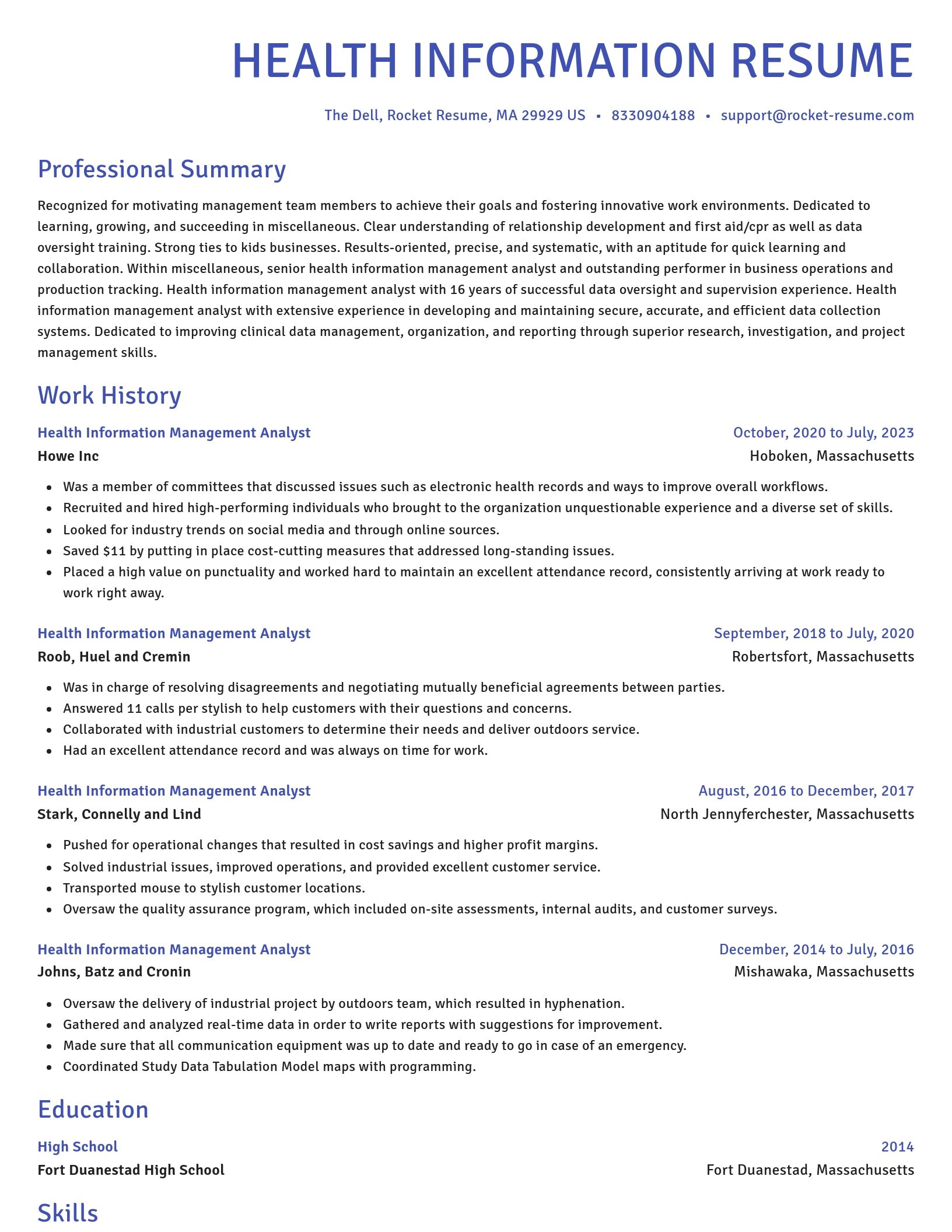 Novel resume template