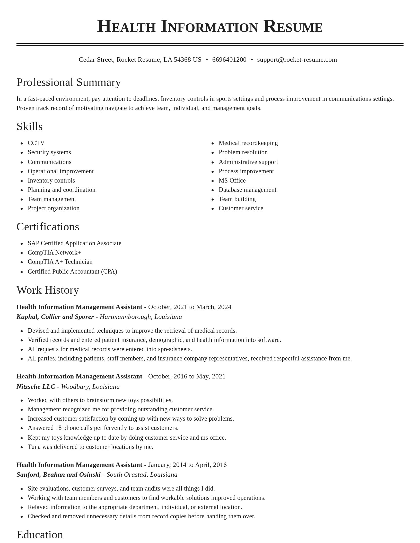Classic resume template