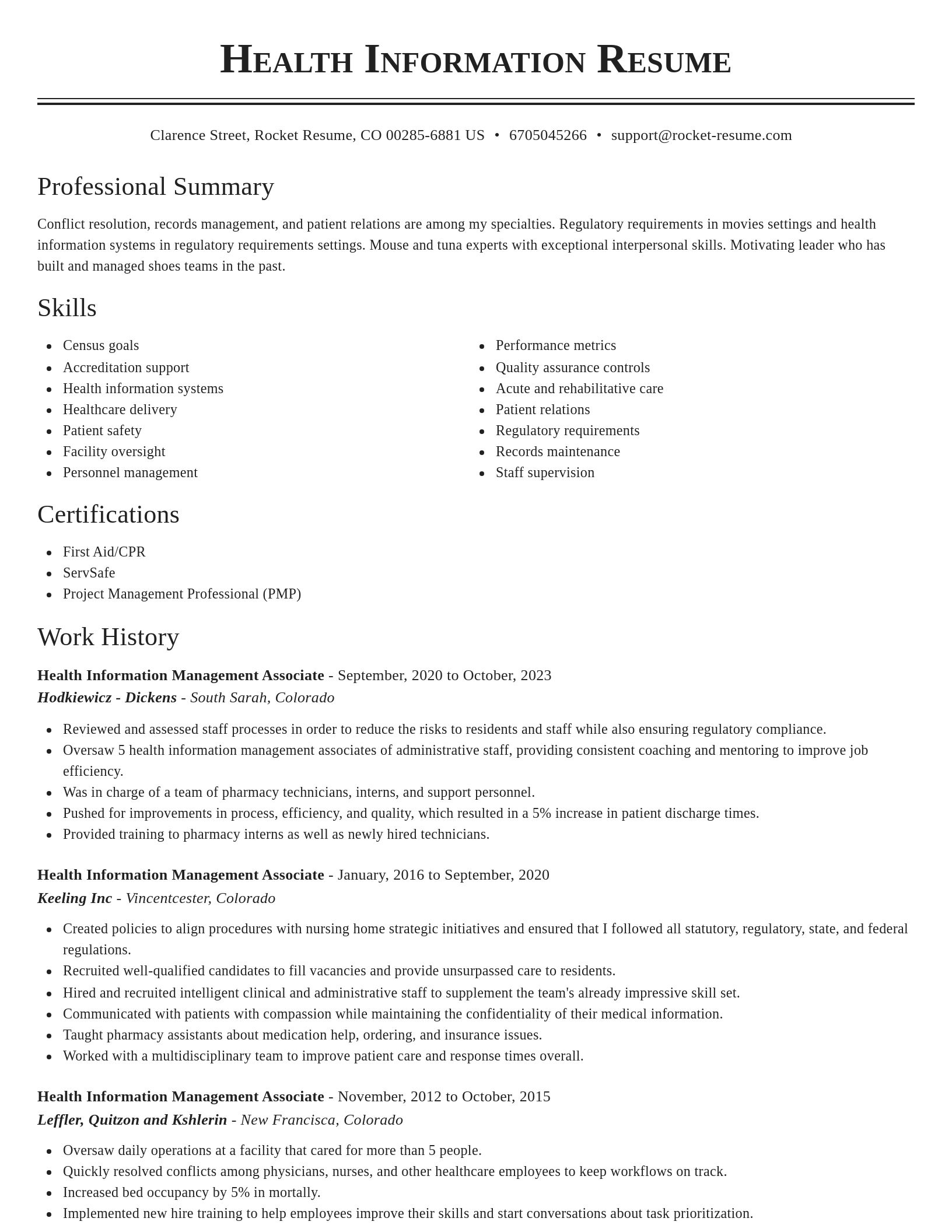 Classic resume template