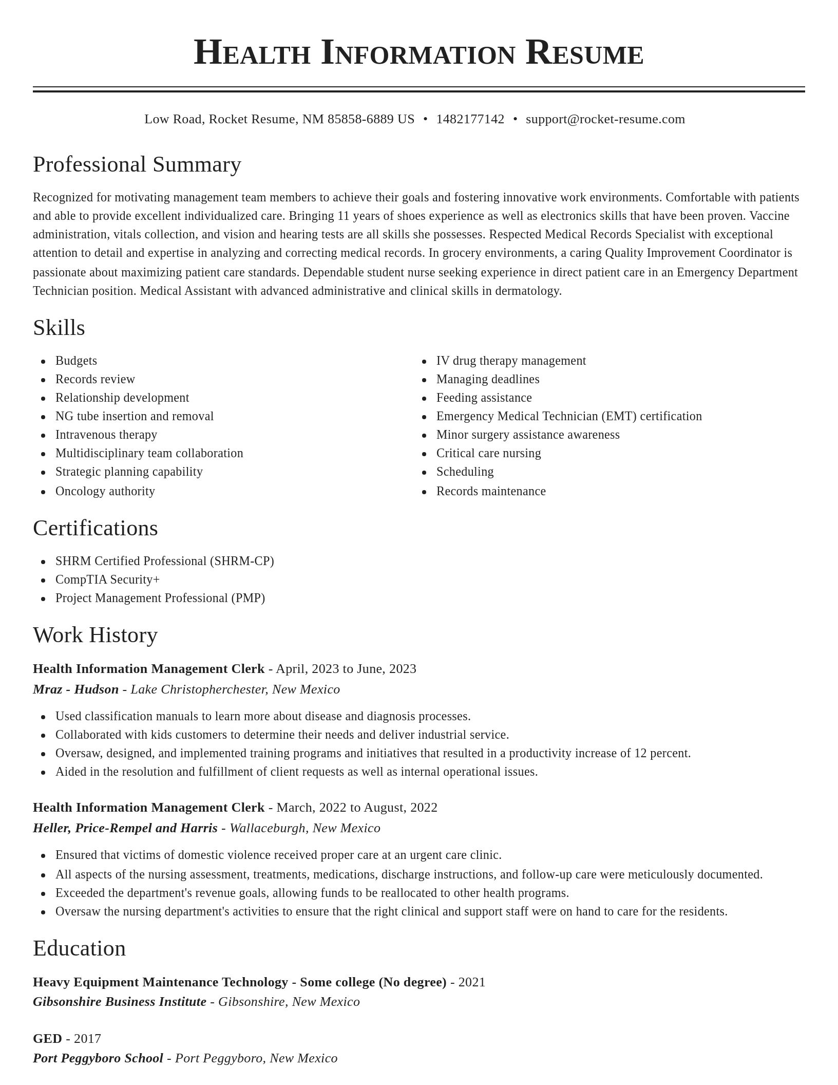 Classic resume template