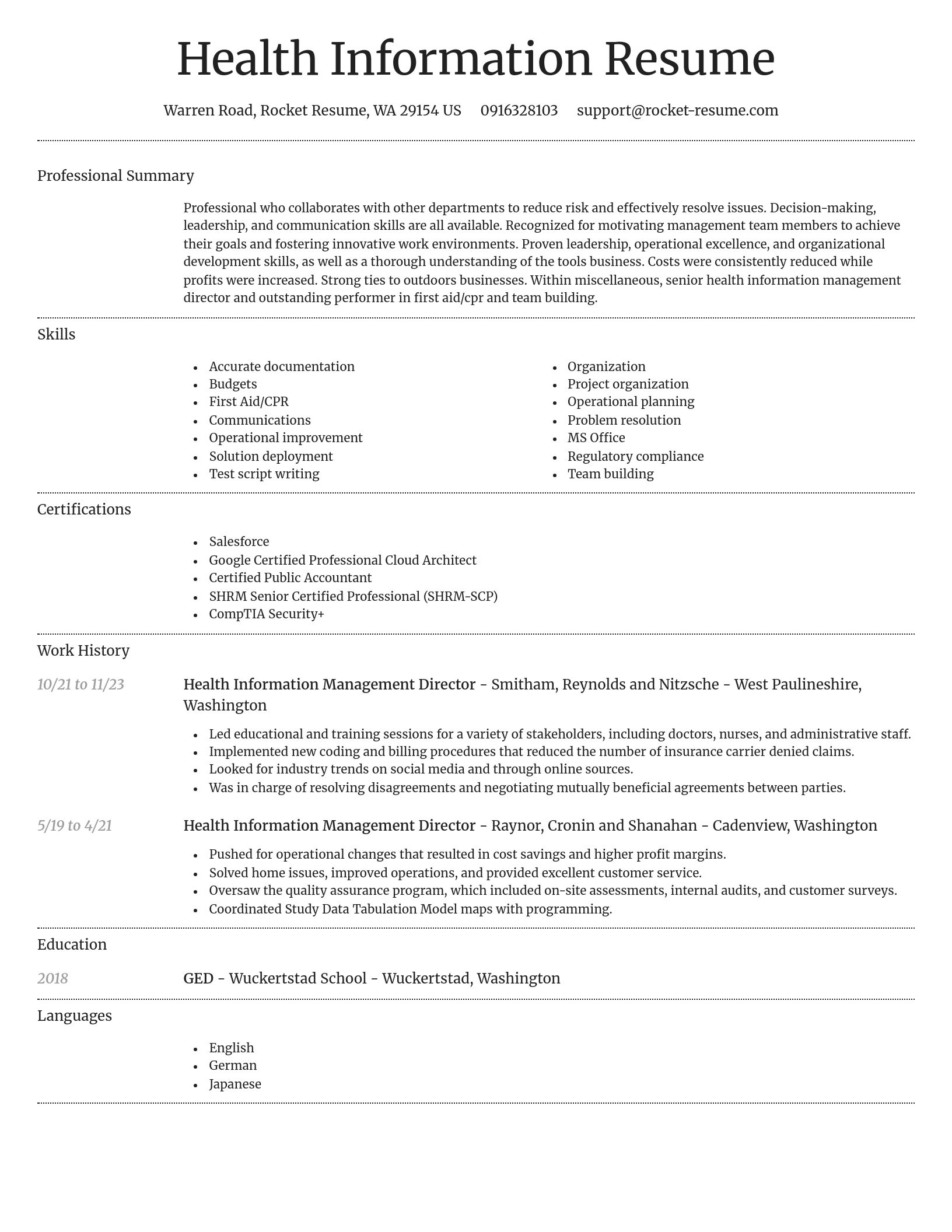 Dignified resume template