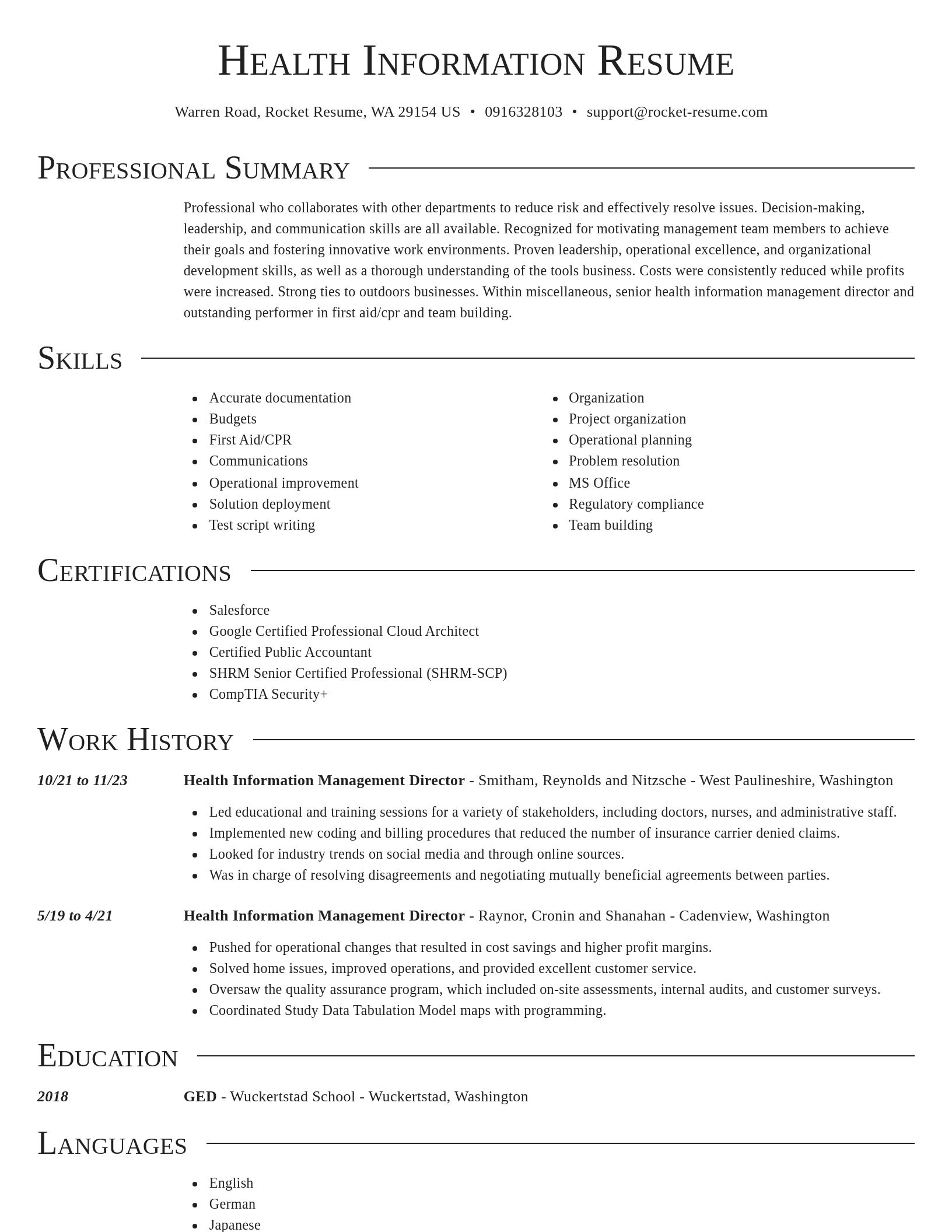 Director resume template