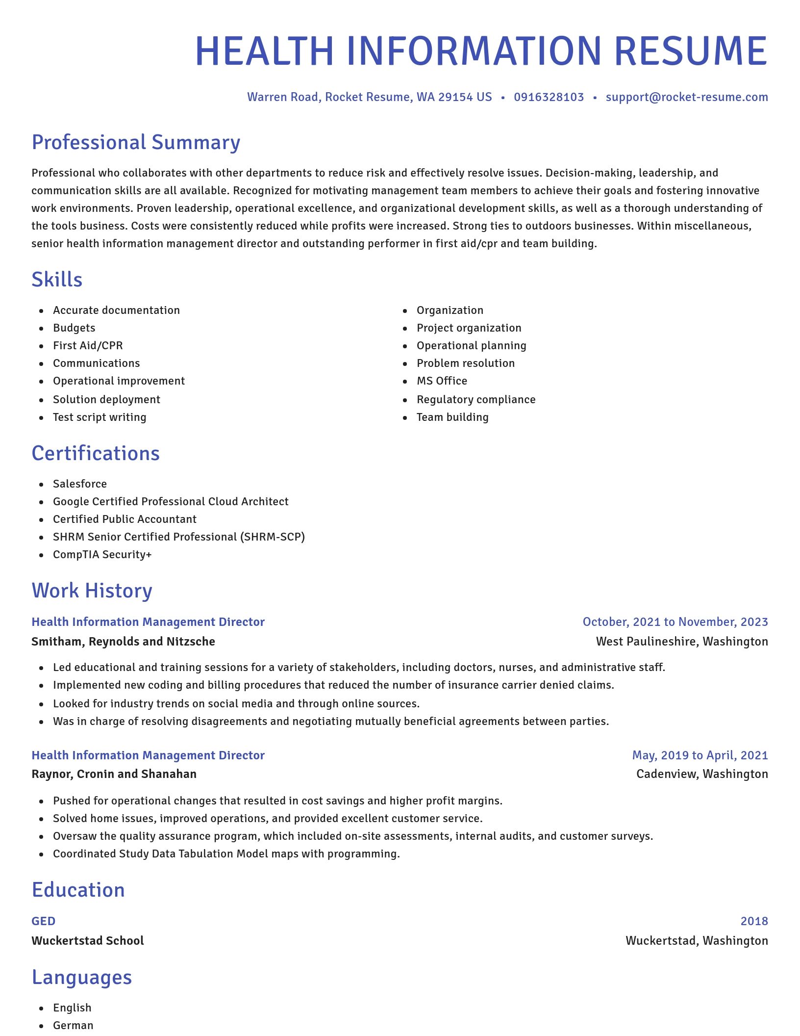 Novel resume template