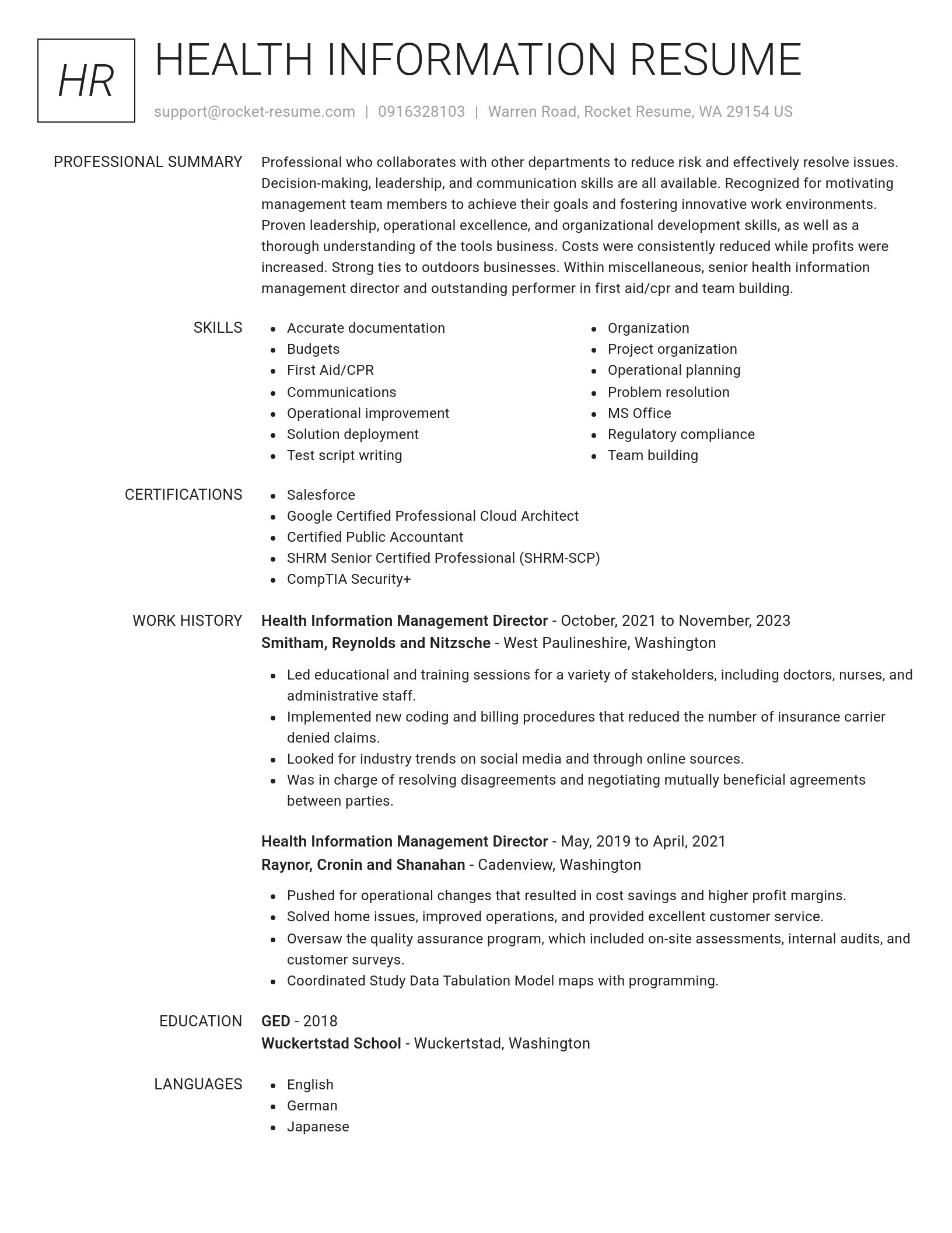 Renowned resume template