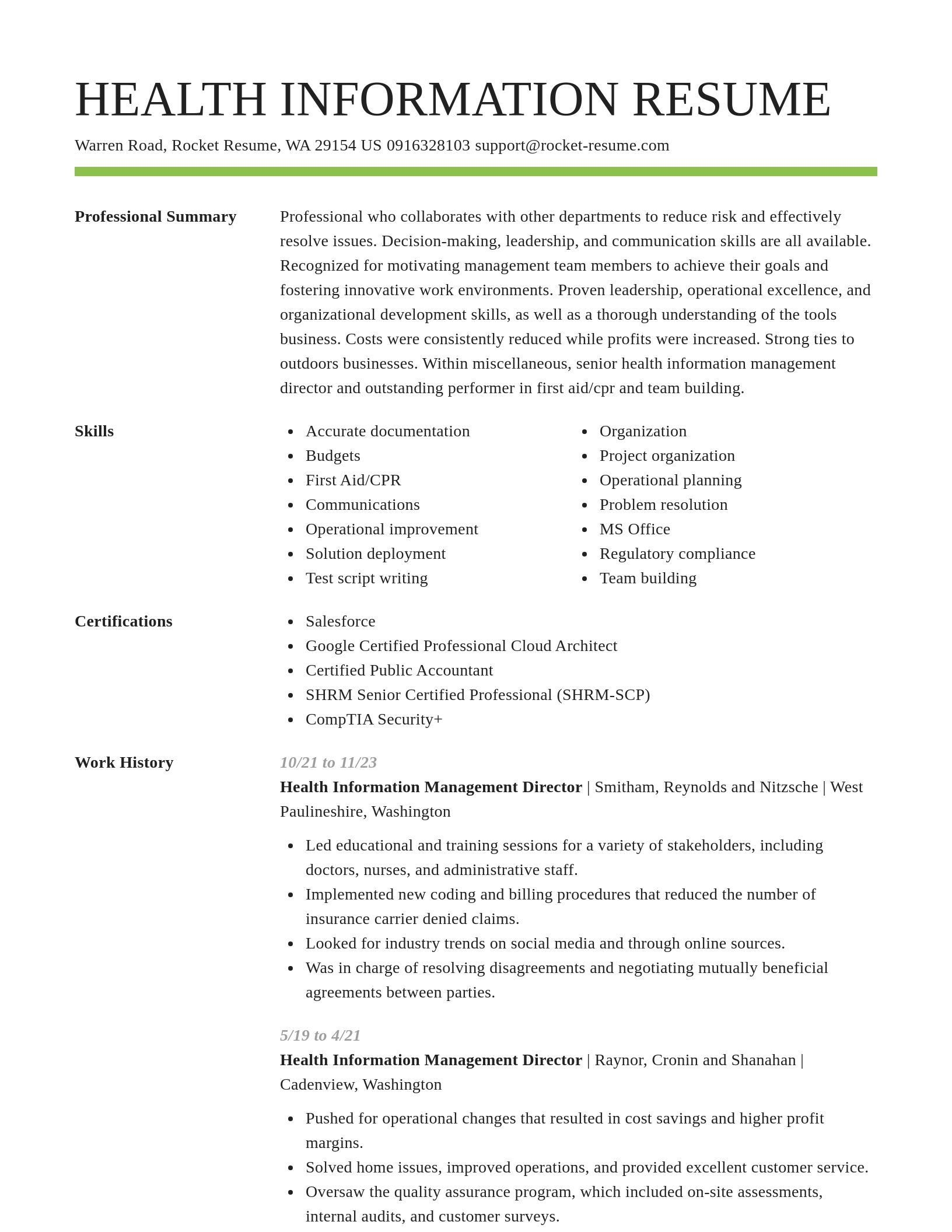 Smart resume template