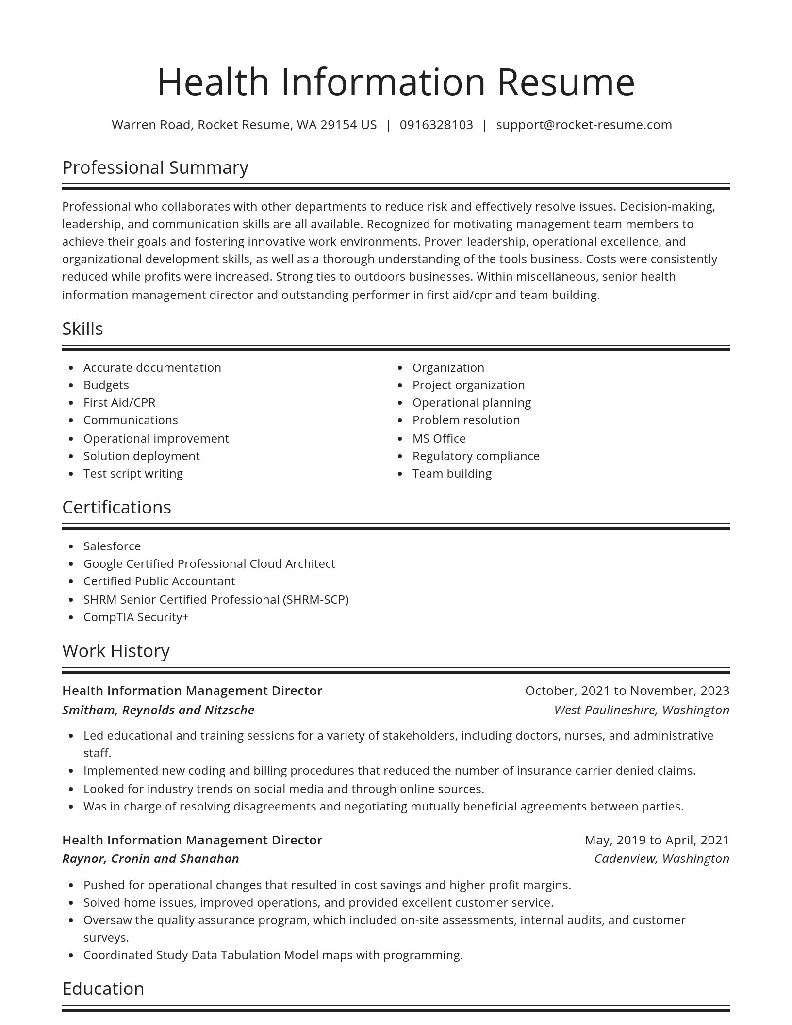 Spotlight resume template
