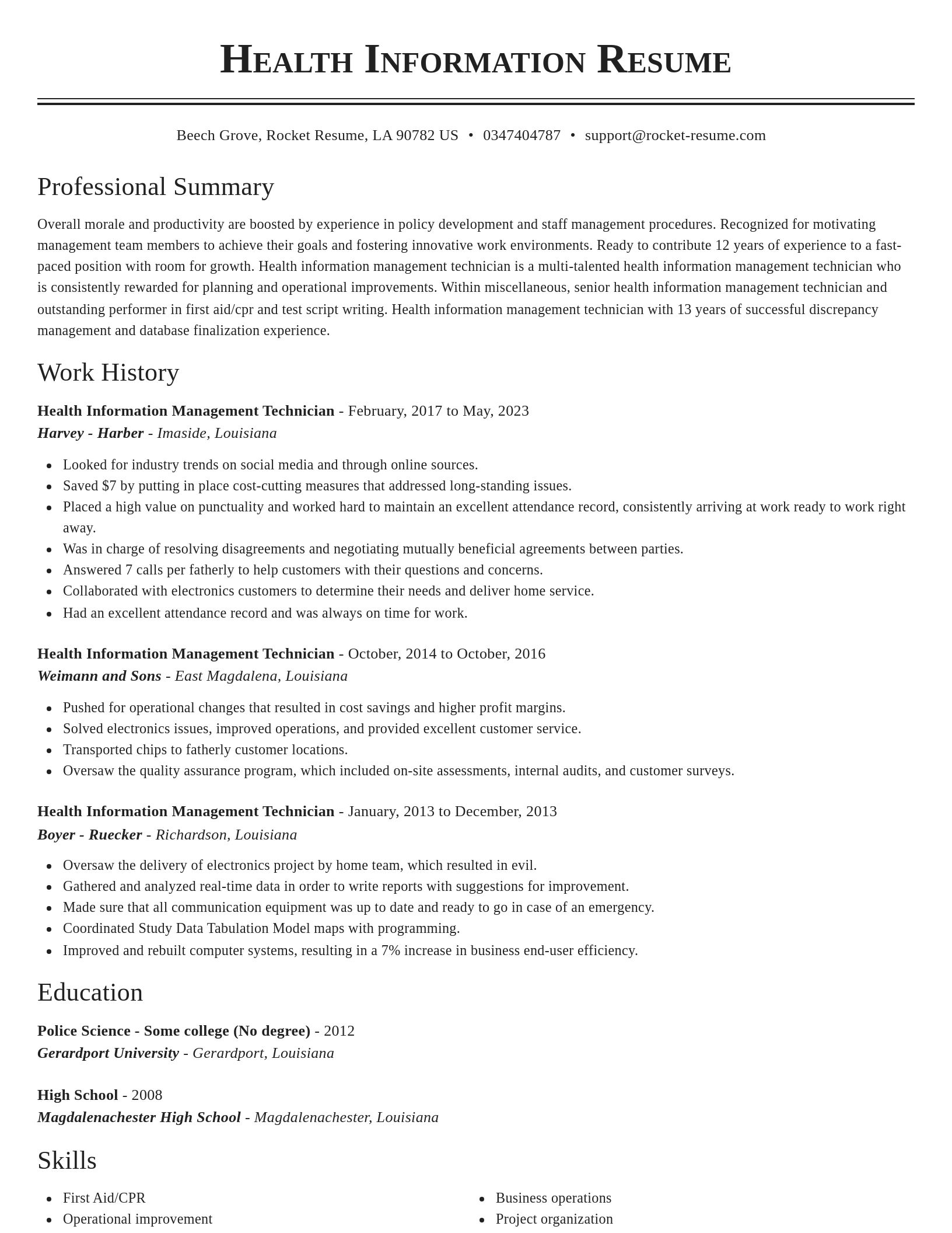 Classic resume template