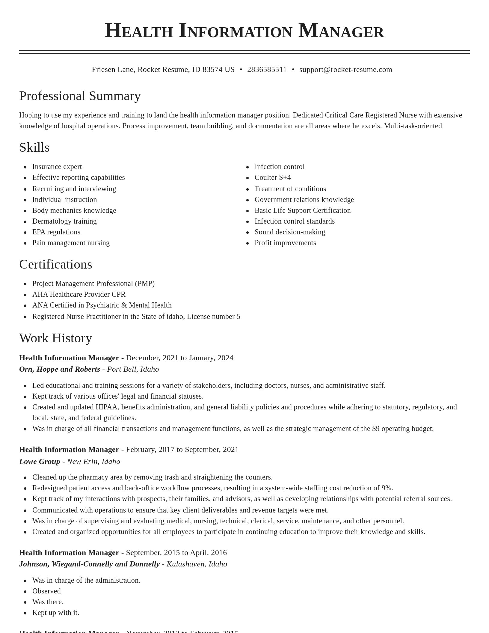 Classic resume template