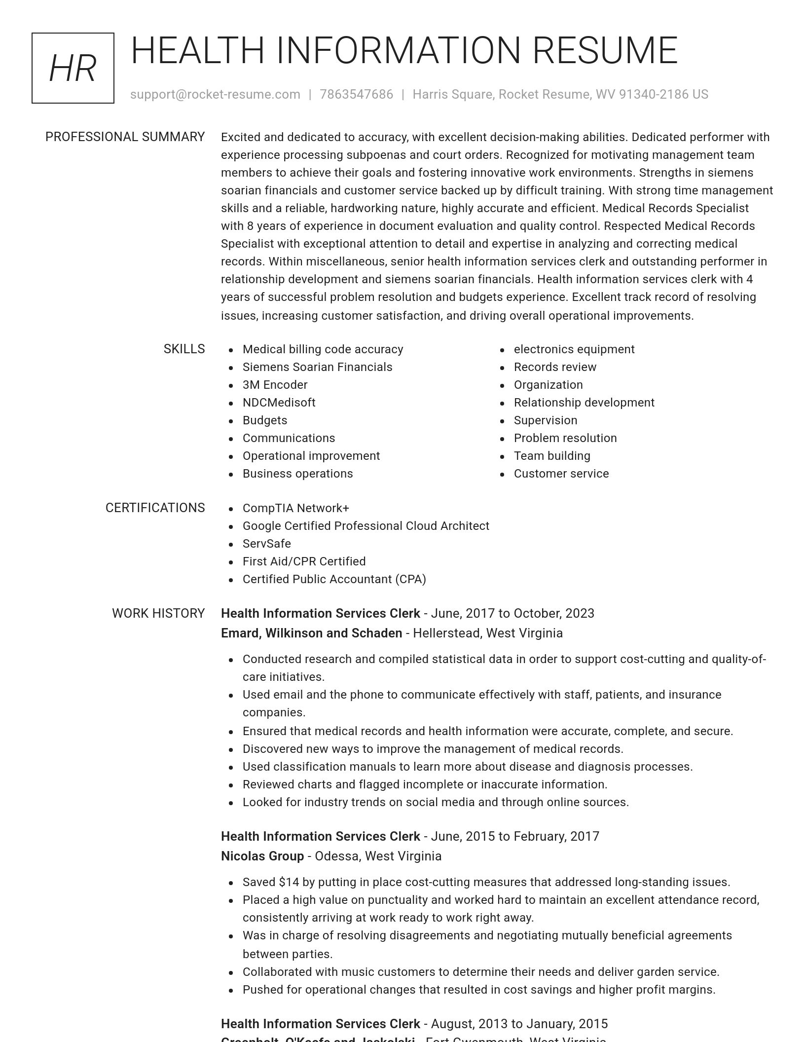Renowned resume template